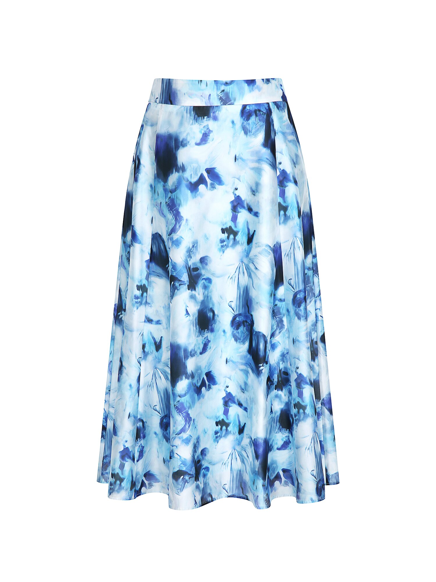 페미닌 플레어 스커트 (PRINT BLUE)