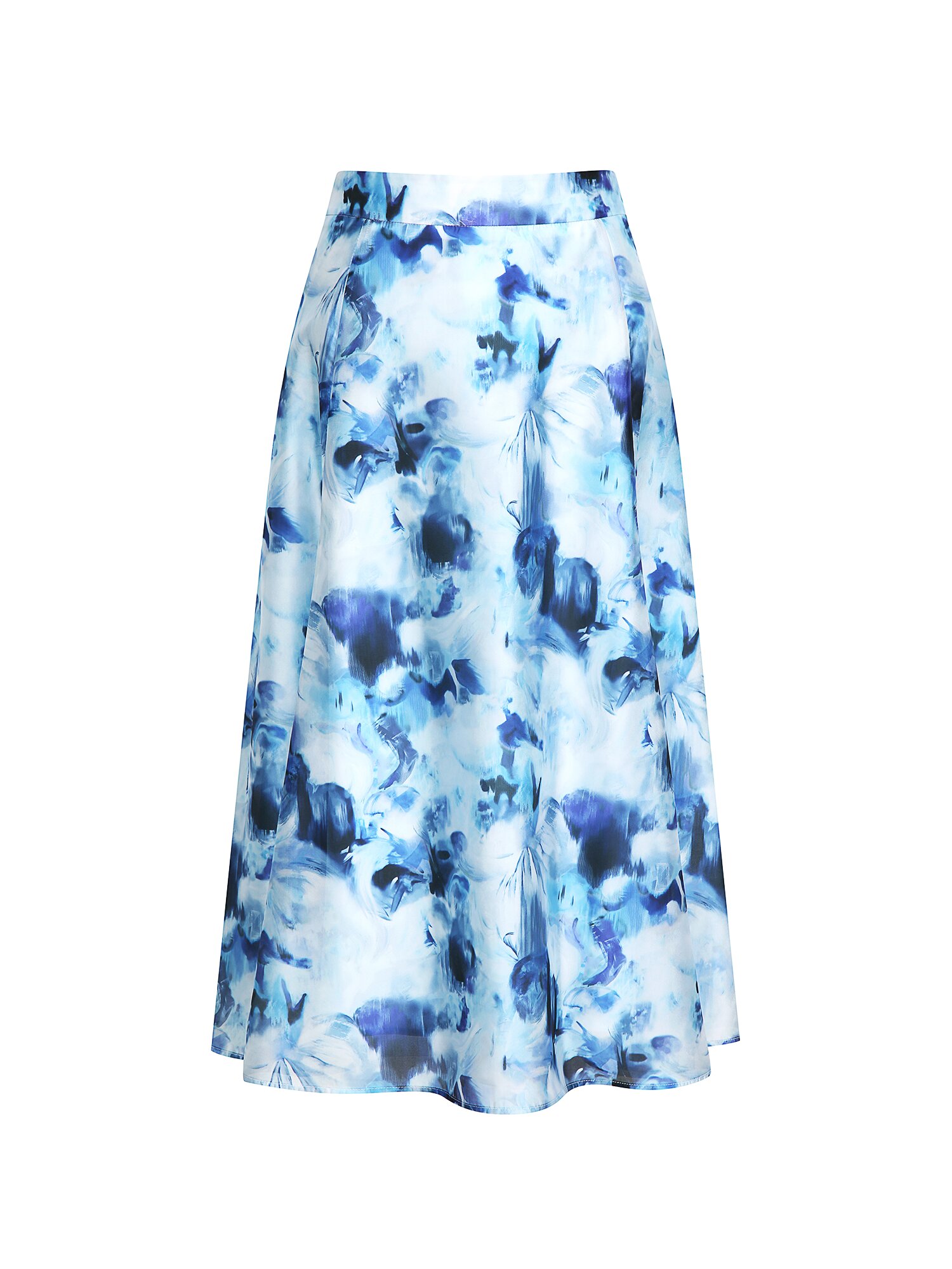 페미닌 플레어 스커트 (PRINT BLUE)
