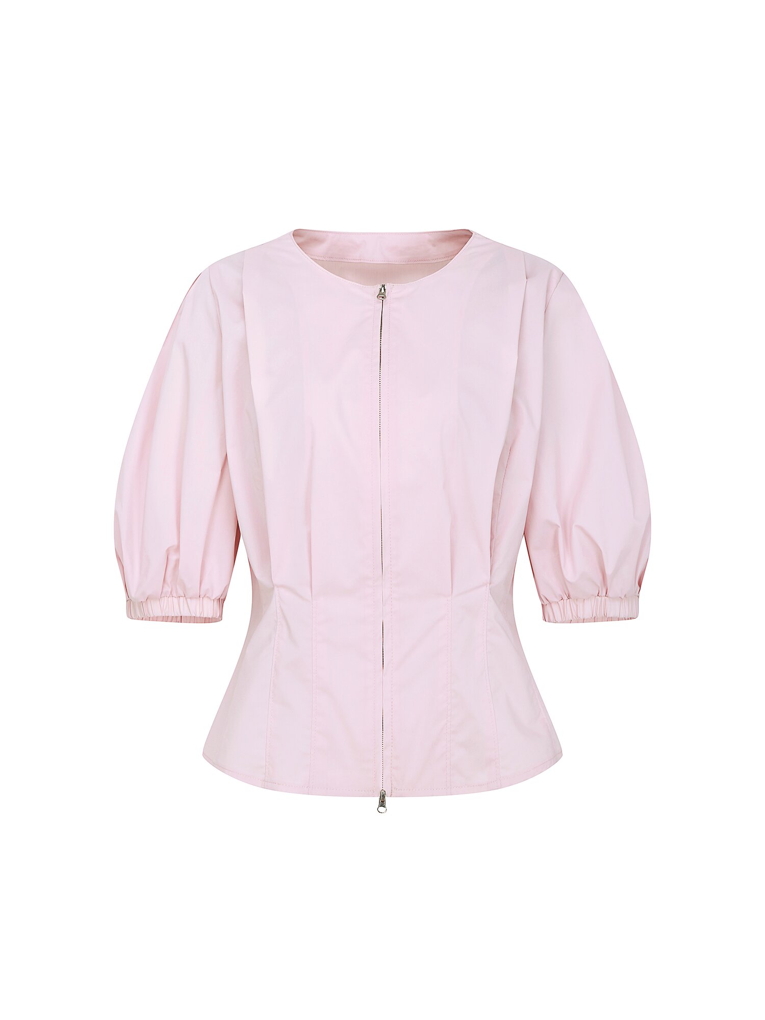 백 스모킹 투웨이 집업 블라우스 (LIGHT PINK)