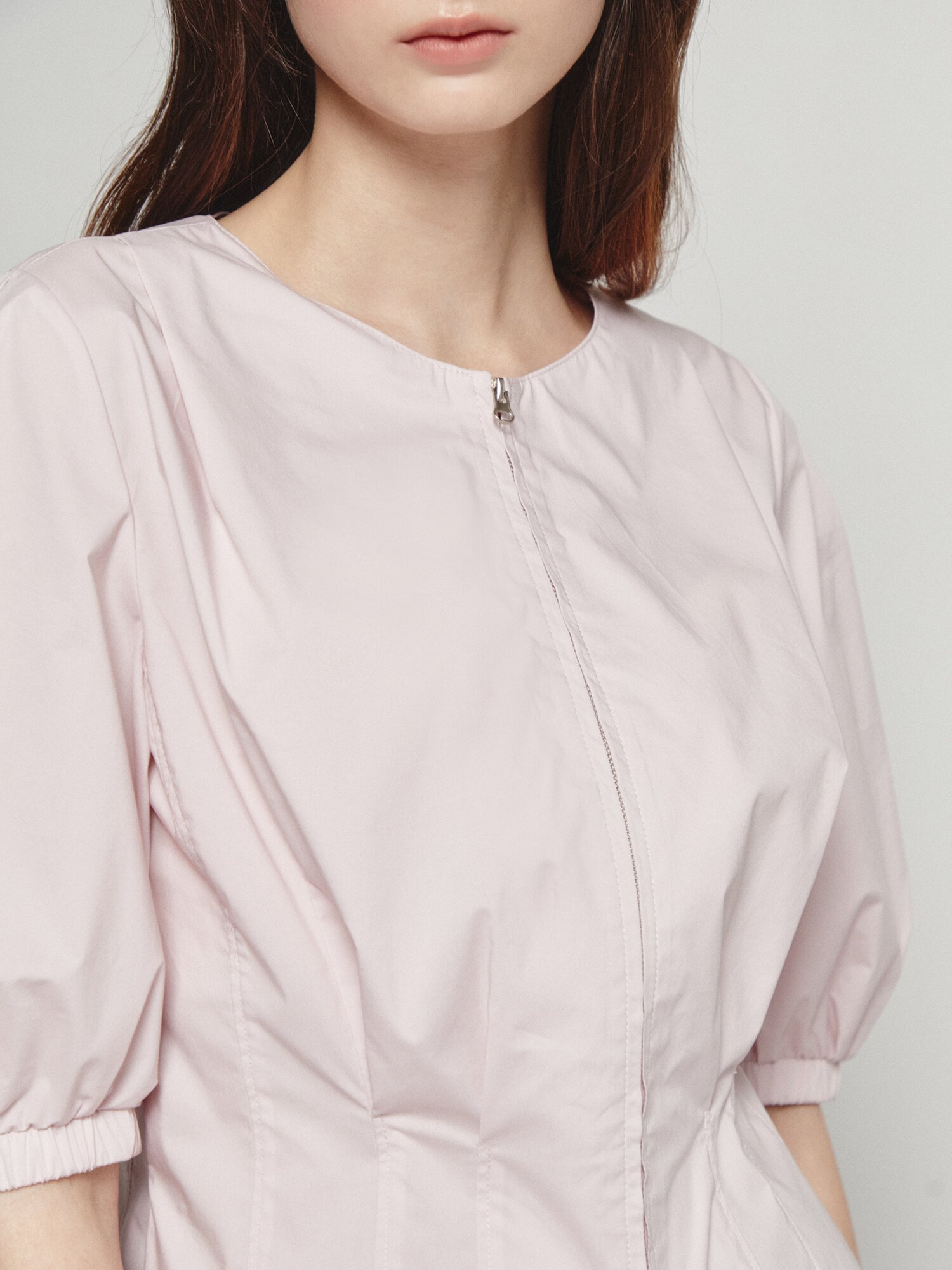 백 스모킹 투웨이 집업 블라우스 (LIGHT PINK)