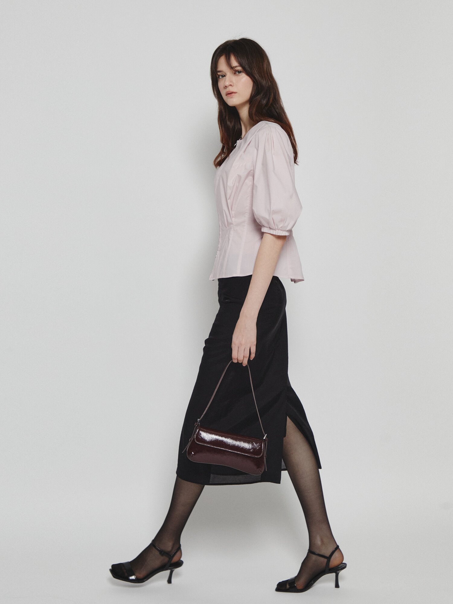 백 스모킹 투웨이 집업 블라우스 (LIGHT PINK)