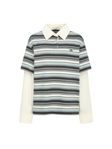 셔츠 배색 스트라이프 티셔츠 