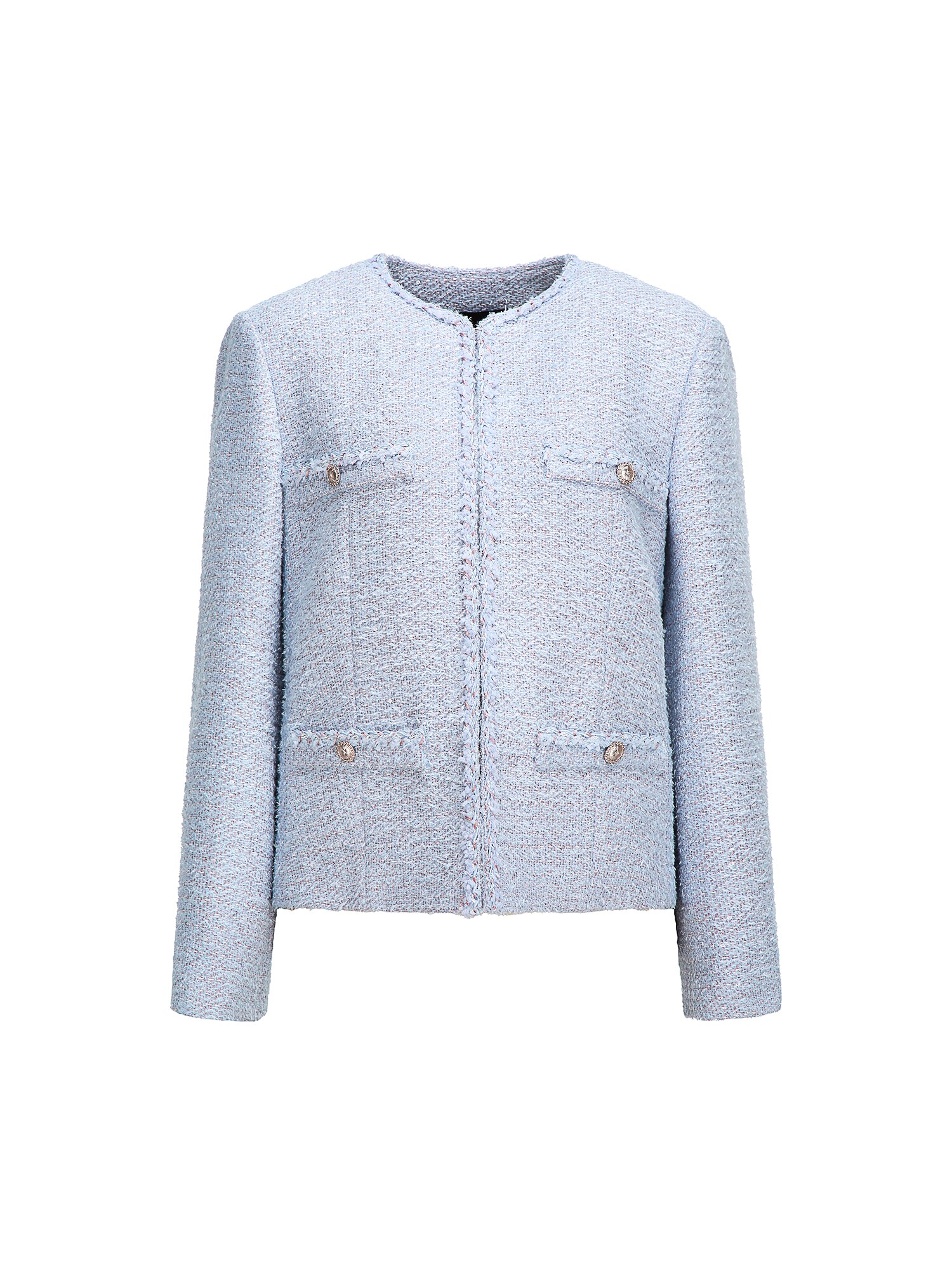 글리터 트위드 포켓 장식 재킷 (LAVENDAR)