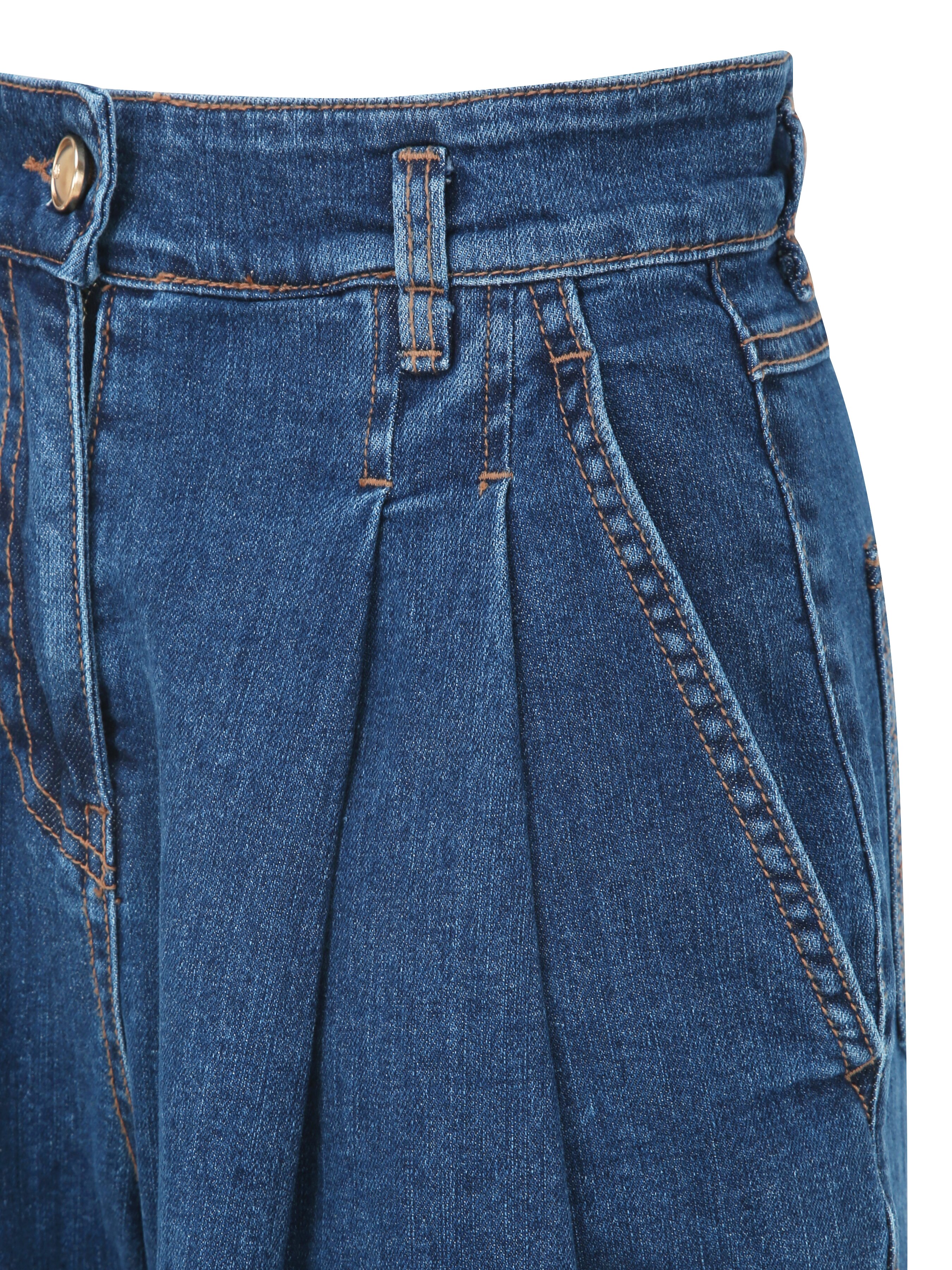 하이 웨이스트 퀼로트 데님 팬츠 (BLUE)