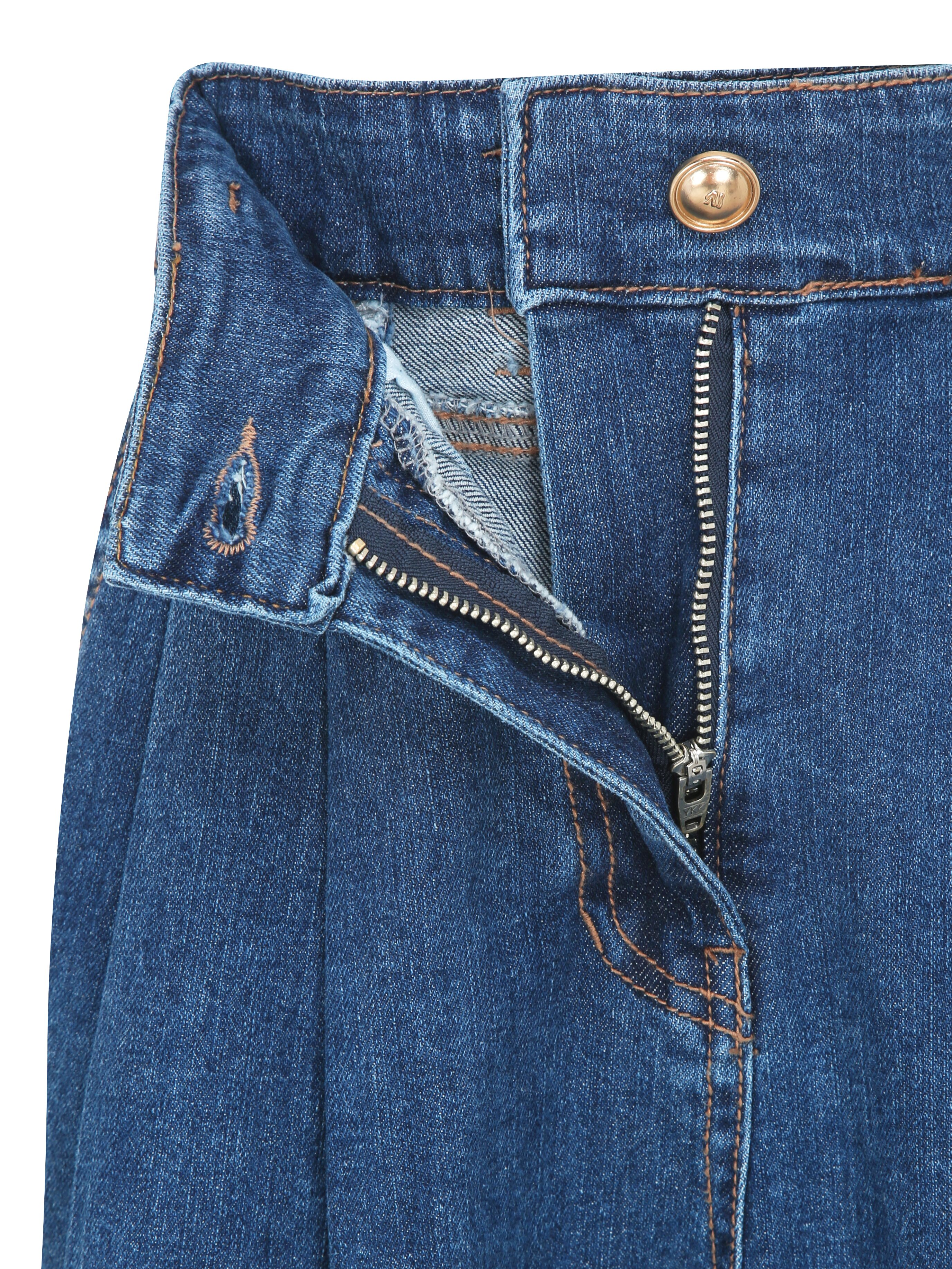 하이 웨이스트 퀼로트 데님 팬츠 (BLUE)