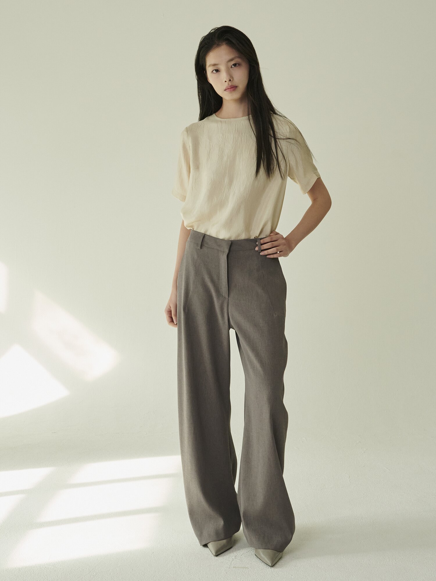 커브드 테일러링 팬츠 - 다크 그레이/ Curved Tailoring Pants - D.Gray