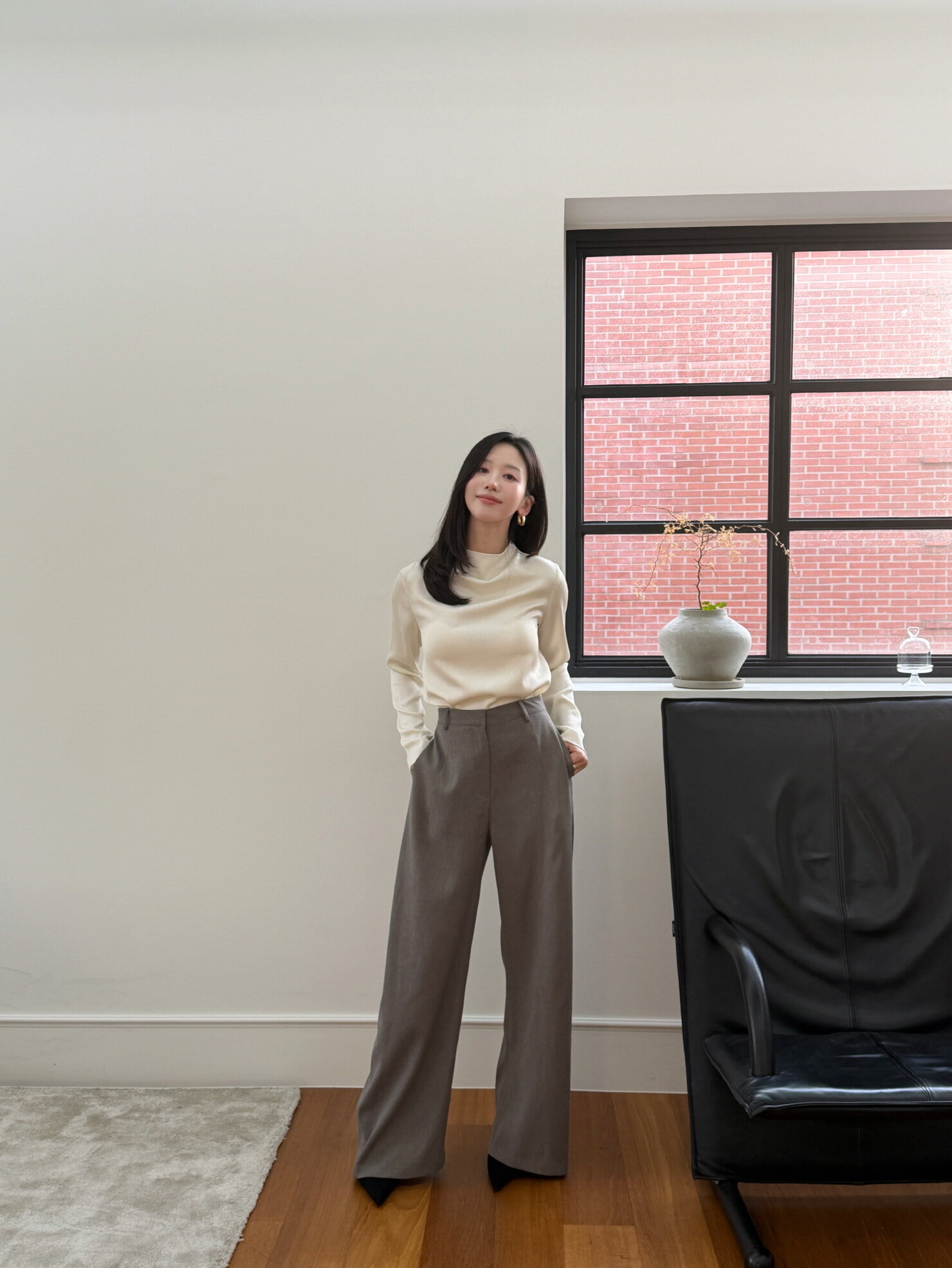 커브드 테일러링 팬츠 - 다크 그레이/ Curved Tailoring Pants - D.Gray