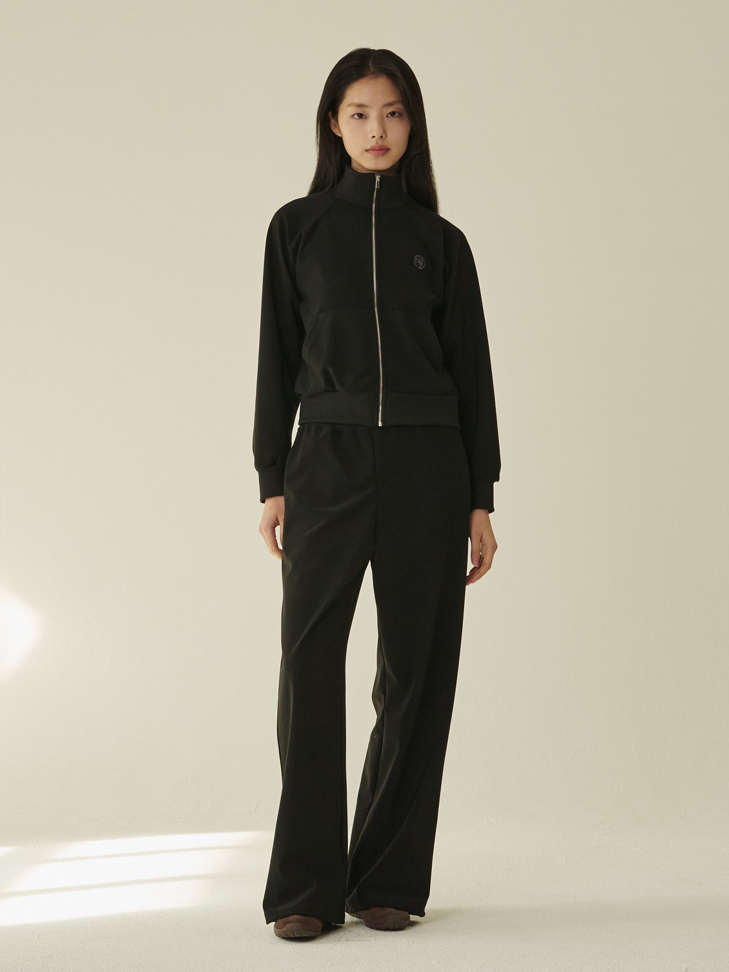 스트레치 져지 집업 - 블랙/ Stretch Jersey Zip‑Up - Black