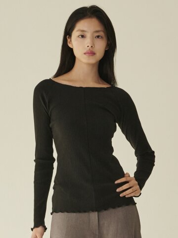 스티치 슬림핏 티셔츠 - 블랙/ Stitch Slim Fit T‑Shirt - Black