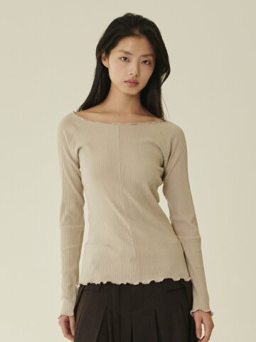 스티치 슬림핏 티셔츠 - 베이지/ Stitch Slim Fit T‑Shirt - Beige
