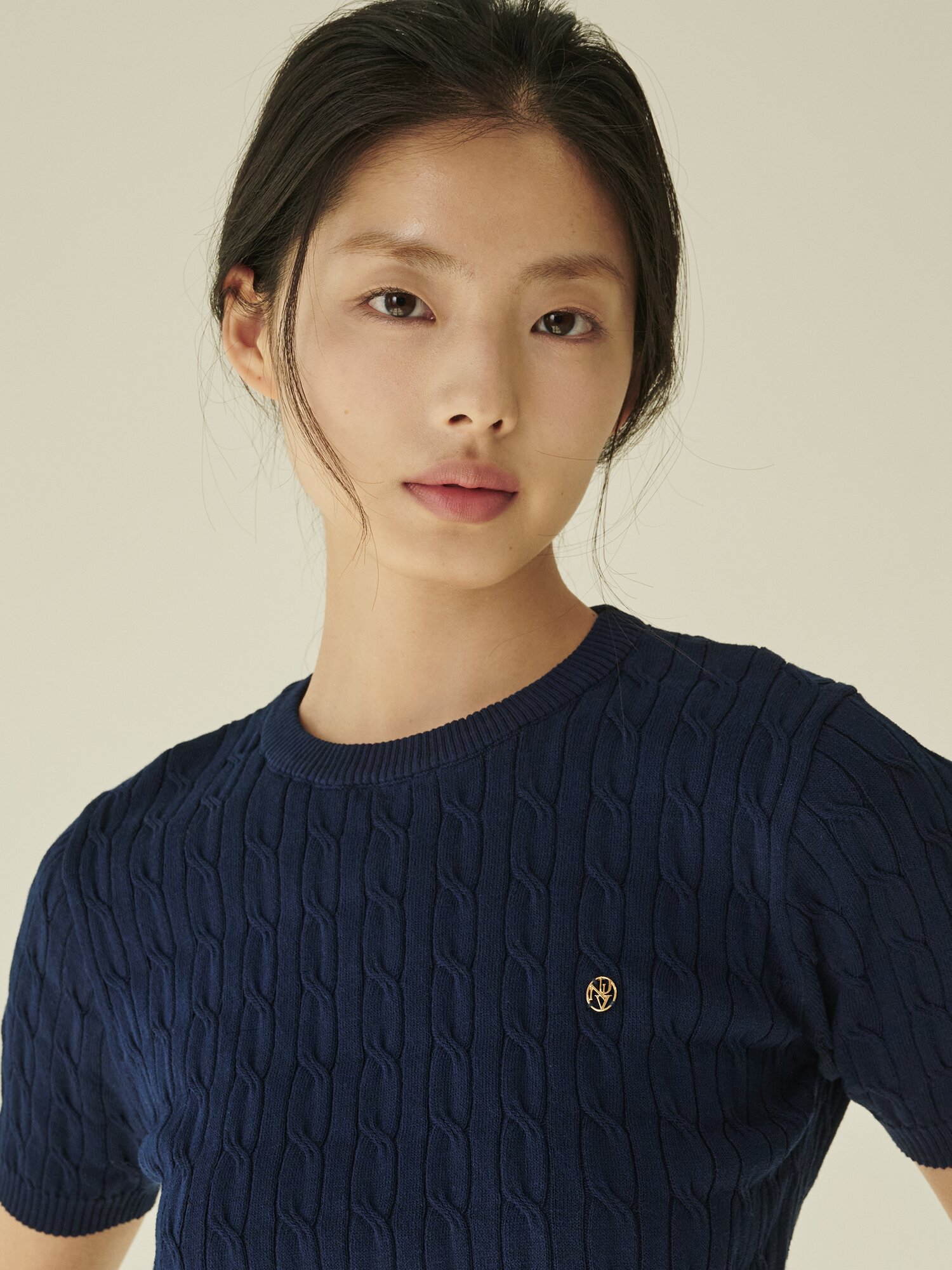 써머 케이블 라운드 니트 - 네이비/ Summer Cable Round Knit - Navy