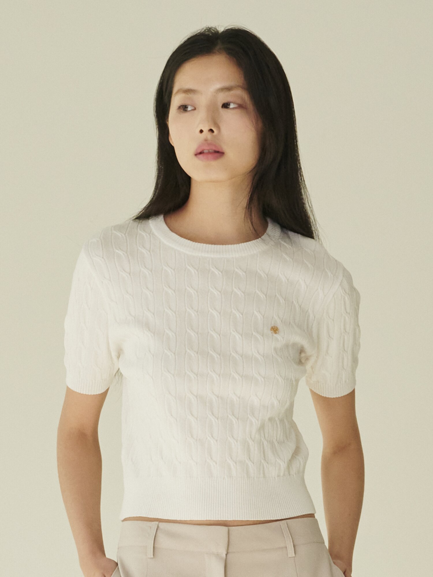 써머 케이블 라운드 니트 - 아이보리/ Summer Cable Round Knit - Ivory