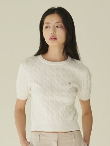 써머 케이블 라운드 니트 - 아이보리/ Summer Cable Round Knit - Ivory

