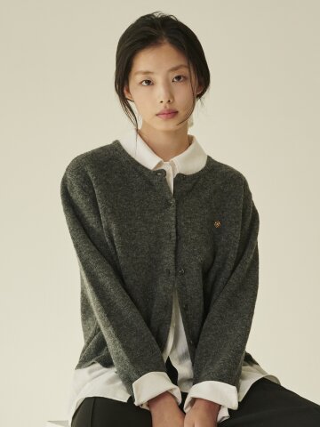 울 라운드 소프트 가디건 - 멜란지 그레이 / Wool Round Soft Cardigan - M.Gray
