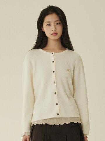 울 라운드 소프트 가디건 - 아이보리/ Wool Round Soft Cardigan - Ivory
