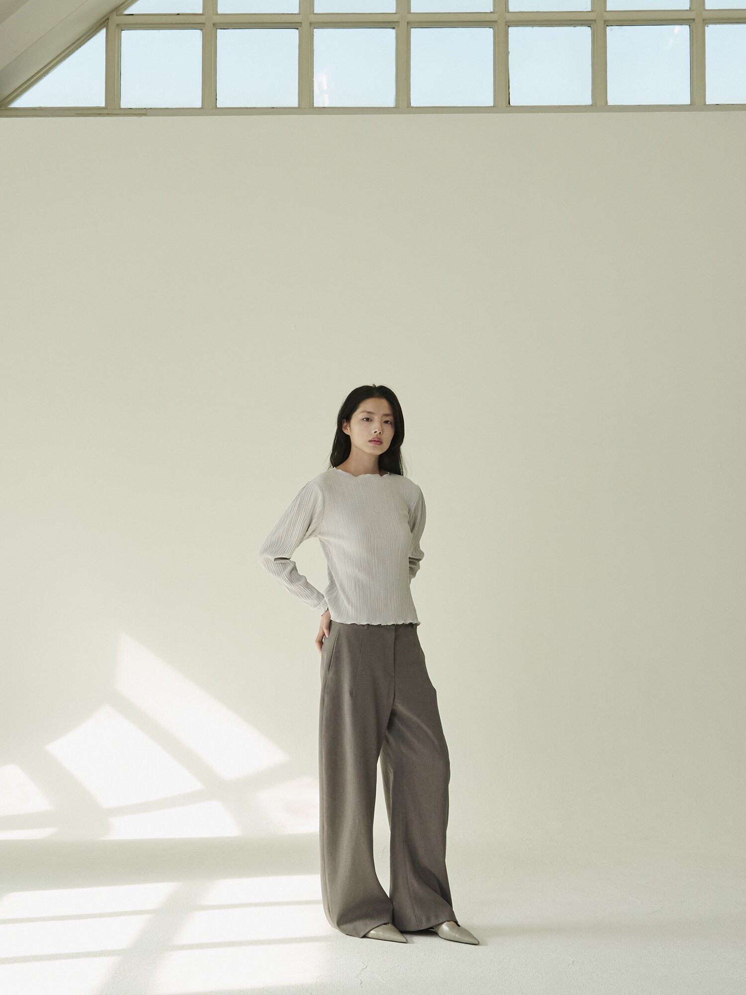 투웨이 블라우스 가디건 - 라이트 그레이/ Two-Way Blouse Cardigan - L.Gray