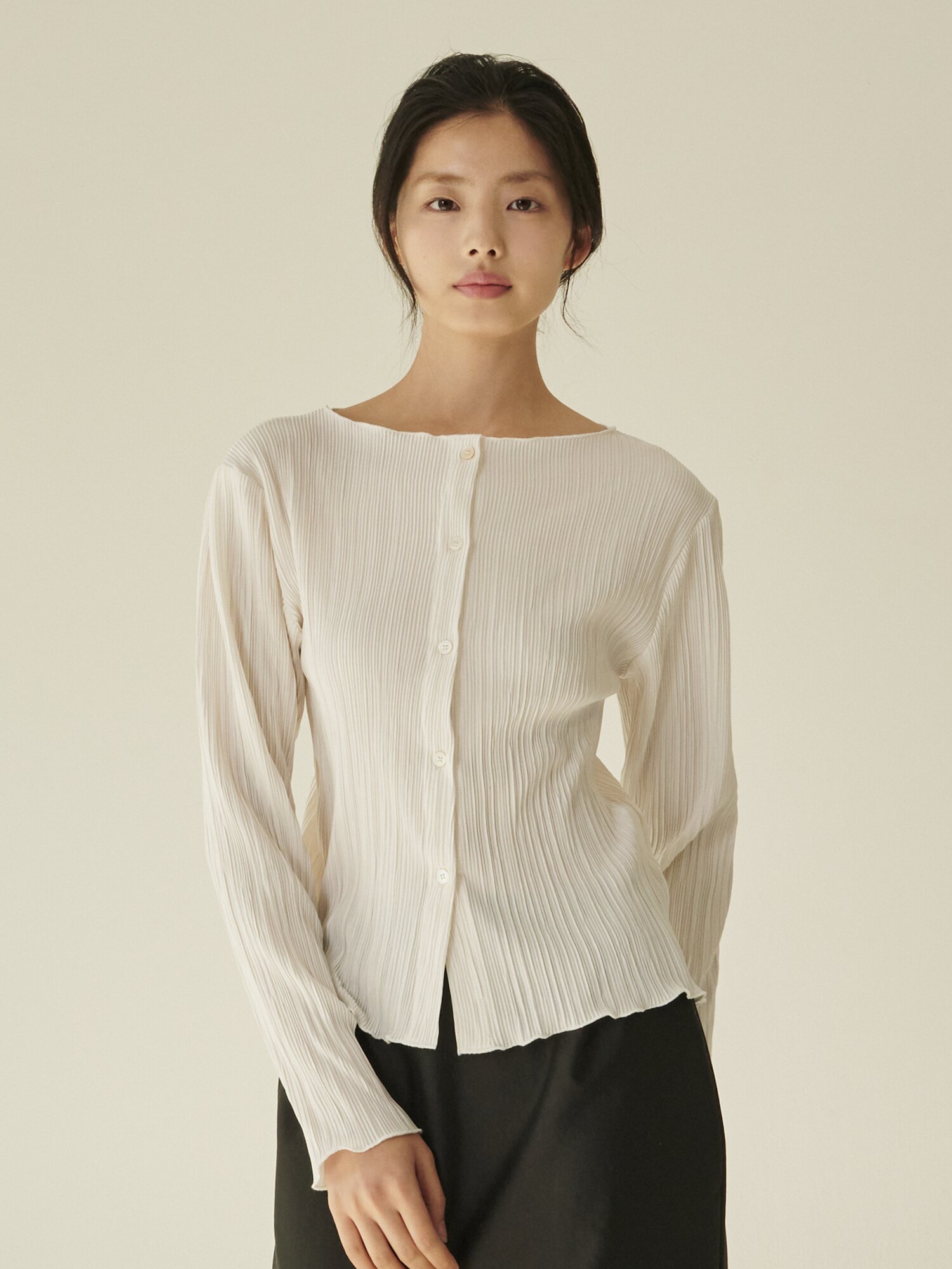 투웨이 블라우스 가디건 - 아이보리/ Two‑Way Blouse Cardigan - Ivory
