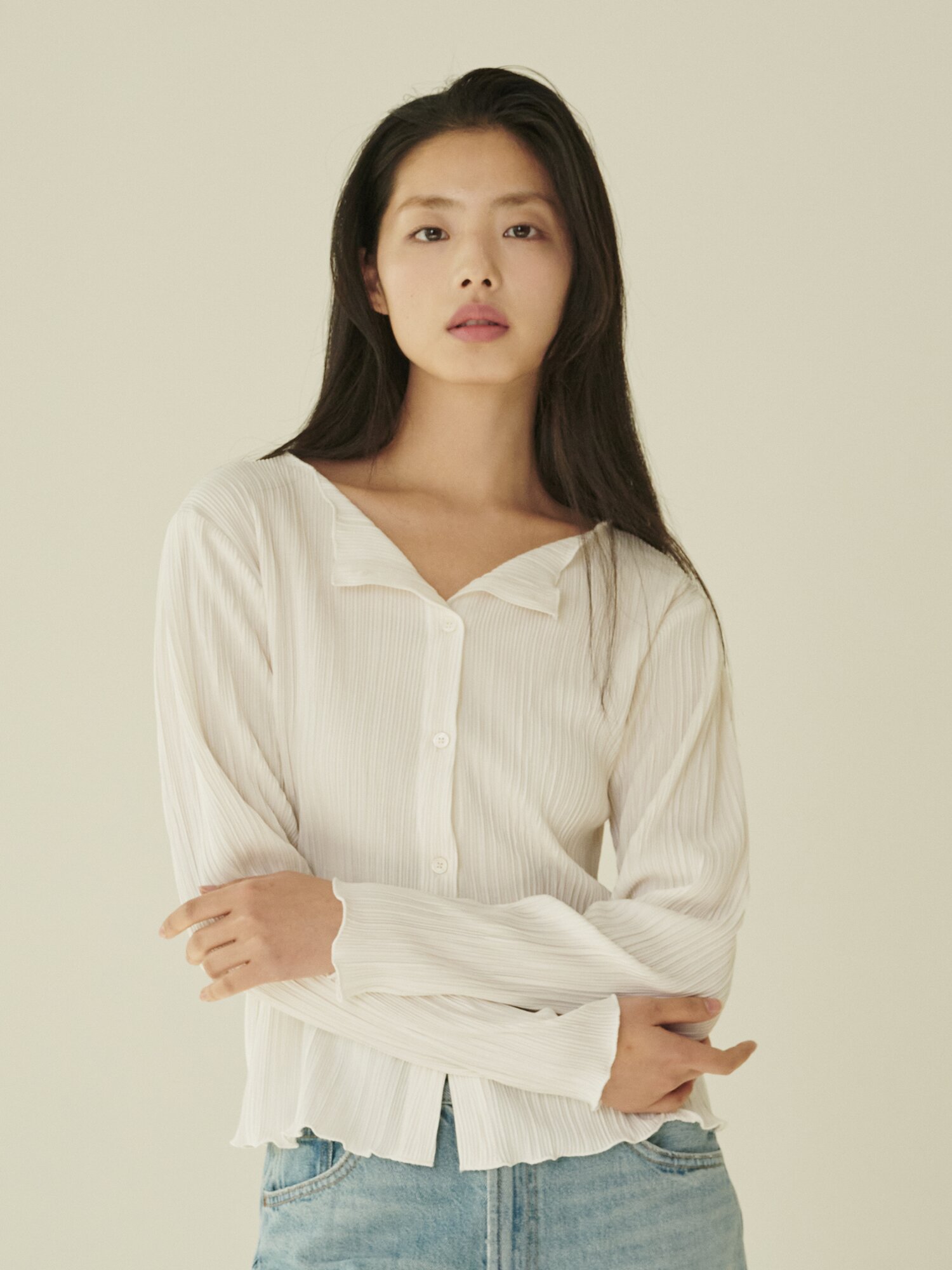 투웨이 블라우스 가디건 - 아이보리/ Two‑Way Blouse Cardigan - Ivory
