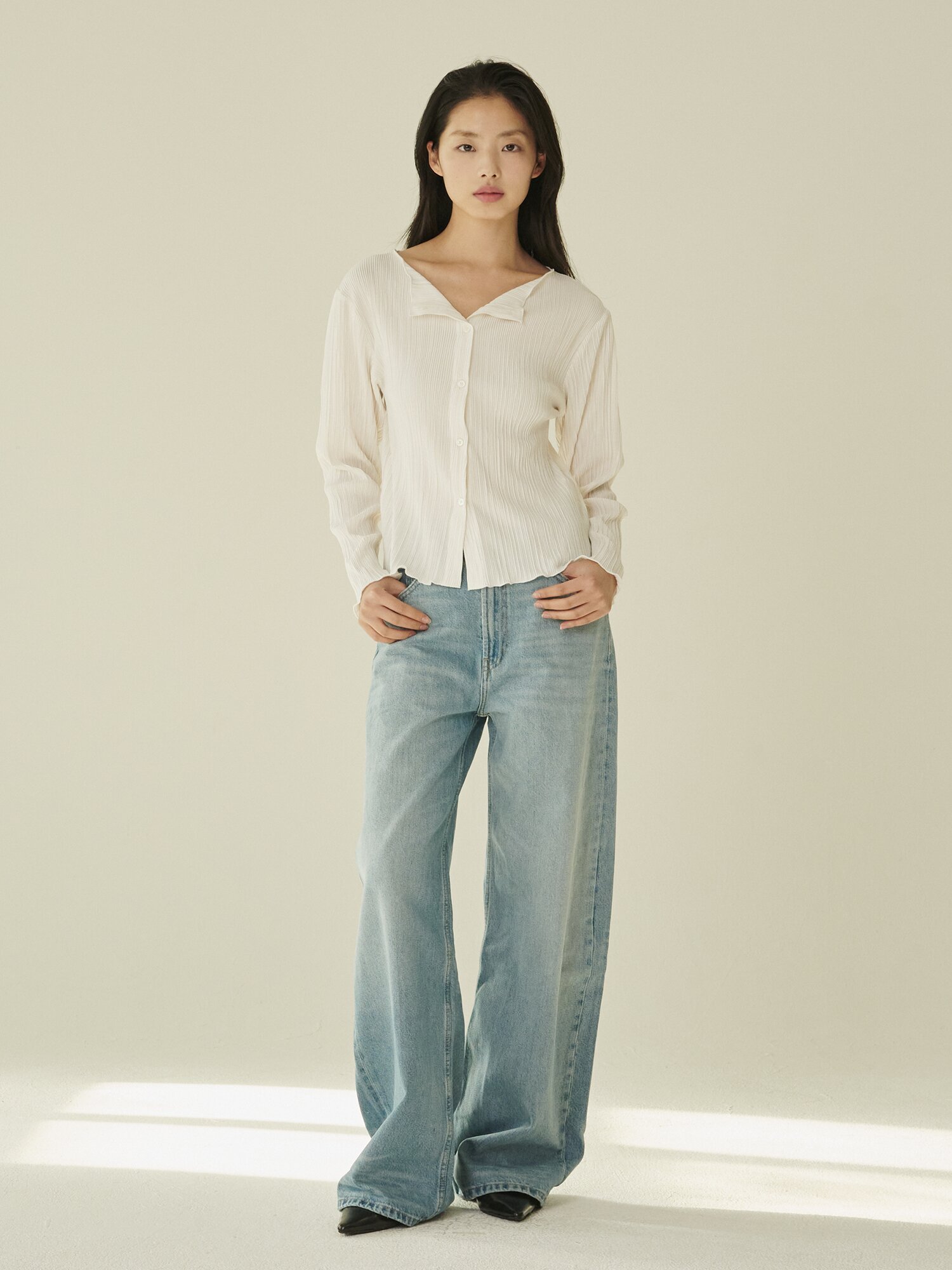 투웨이 블라우스 가디건 - 아이보리/ Two‑Way Blouse Cardigan - Ivory