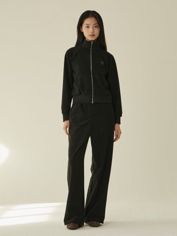 스트레치 져지 집업 셋업 - 블랙/ Stretch Jersey Zip‑Up Set - Black
