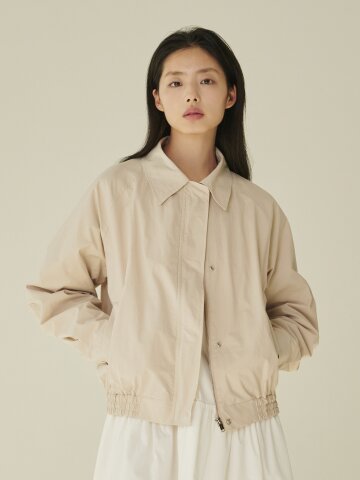 코튼 블랜드 봄버 자켓 - 라이트 베이지/ Cotton Blend Bomber Jacket - L.Beige
