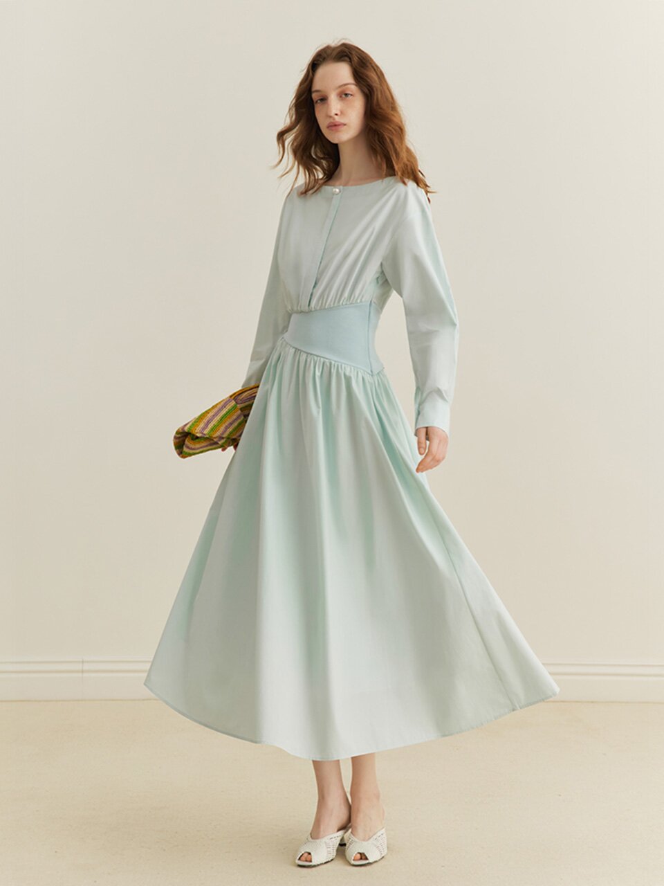 3/23예약배송_YY_Waist design mint dress