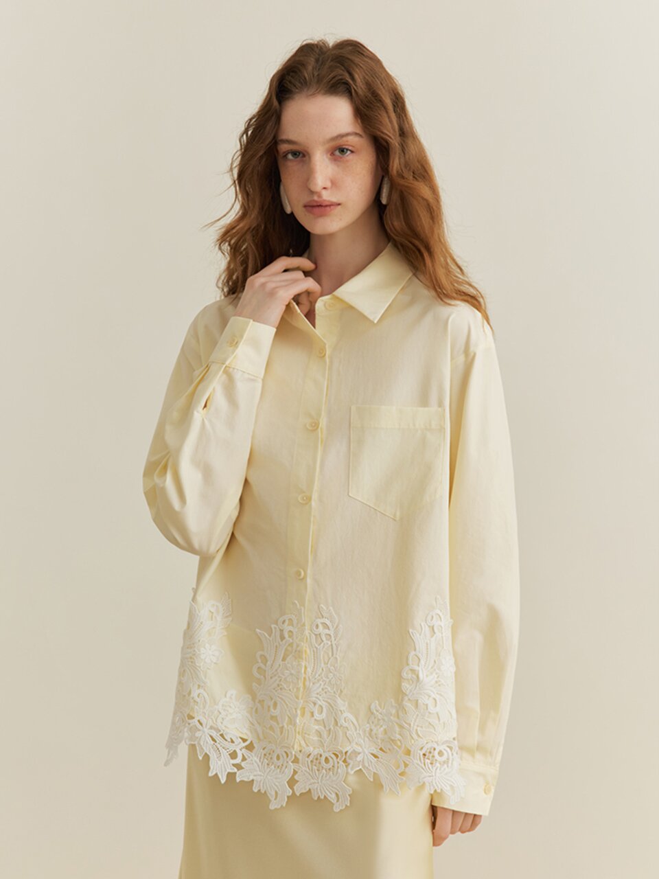 3/10예약배송_YY_Floral lace shirt