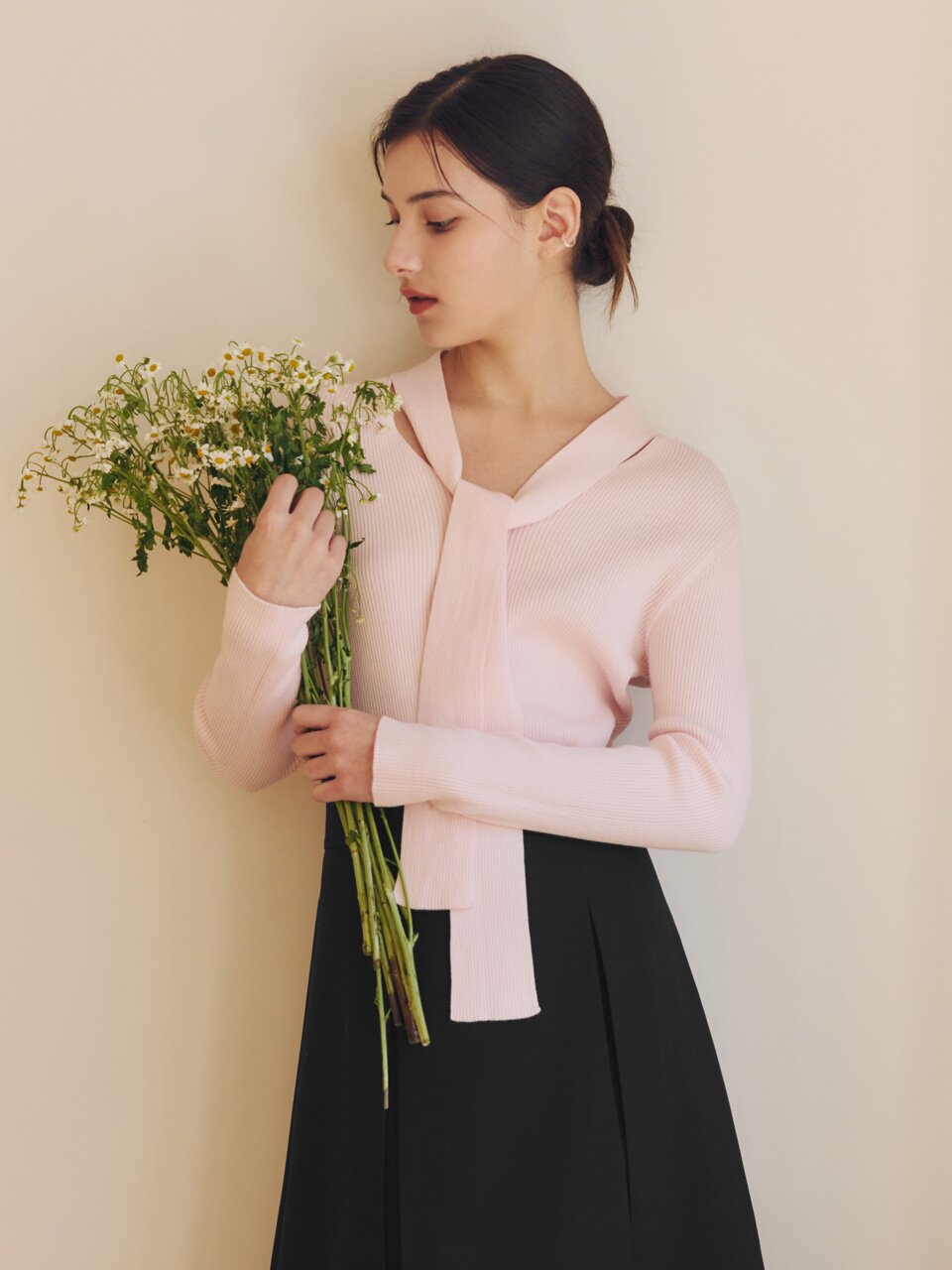 [2컬러] 리본 타이 니트