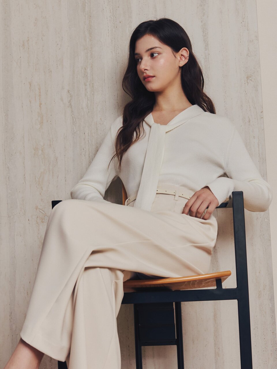 [2컬러] 리본 타이 니트