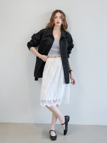 스켈럽 레이스 밴딩스커트