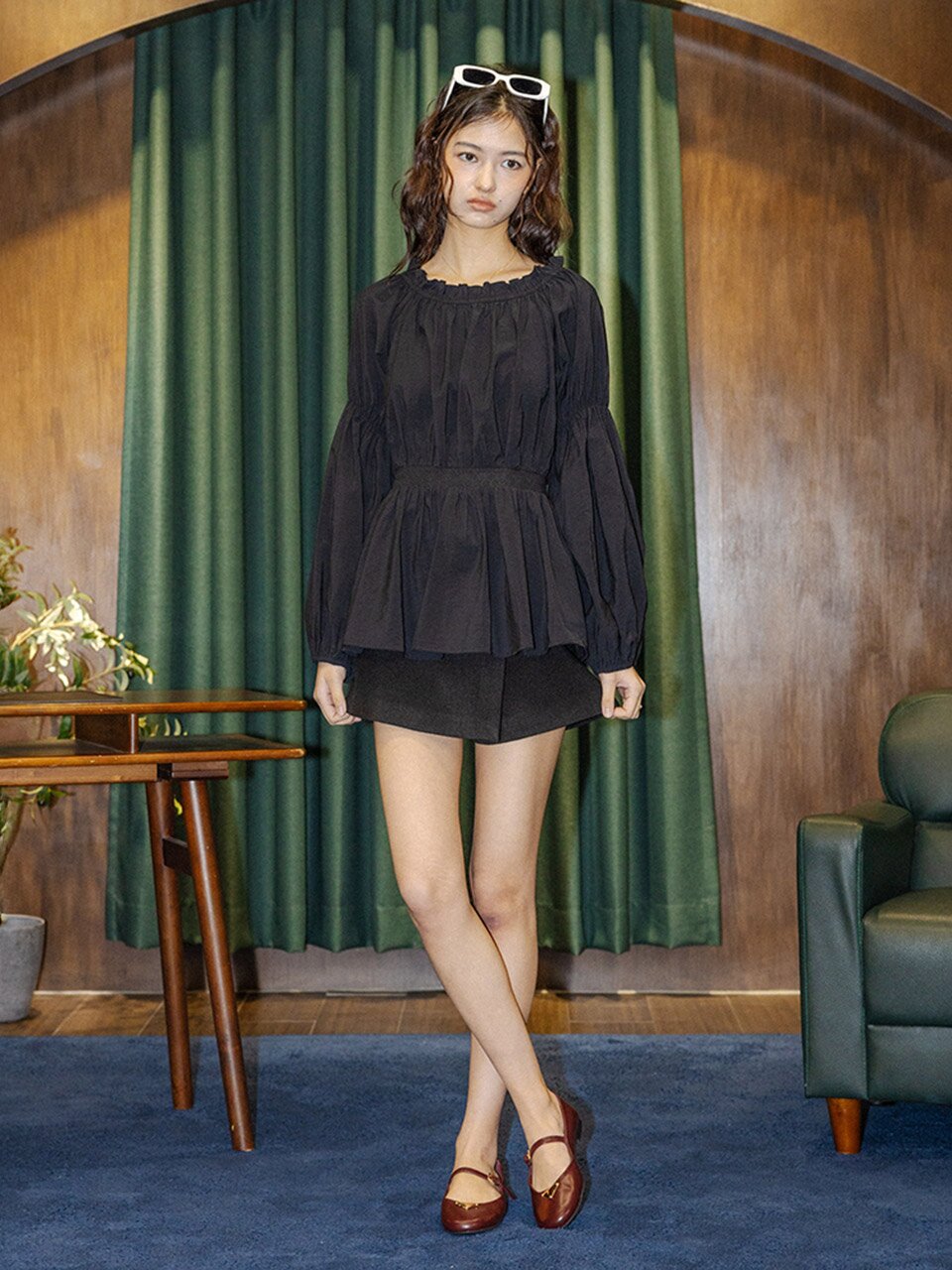 DD_Black wrap detail mini pants skirt
