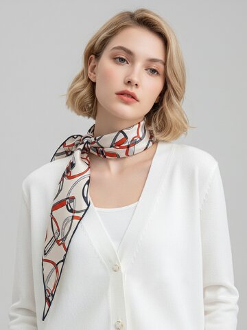 에띠베 체인 패턴 마름모 간절기 스카프 사계절 포인트 머플러 S95