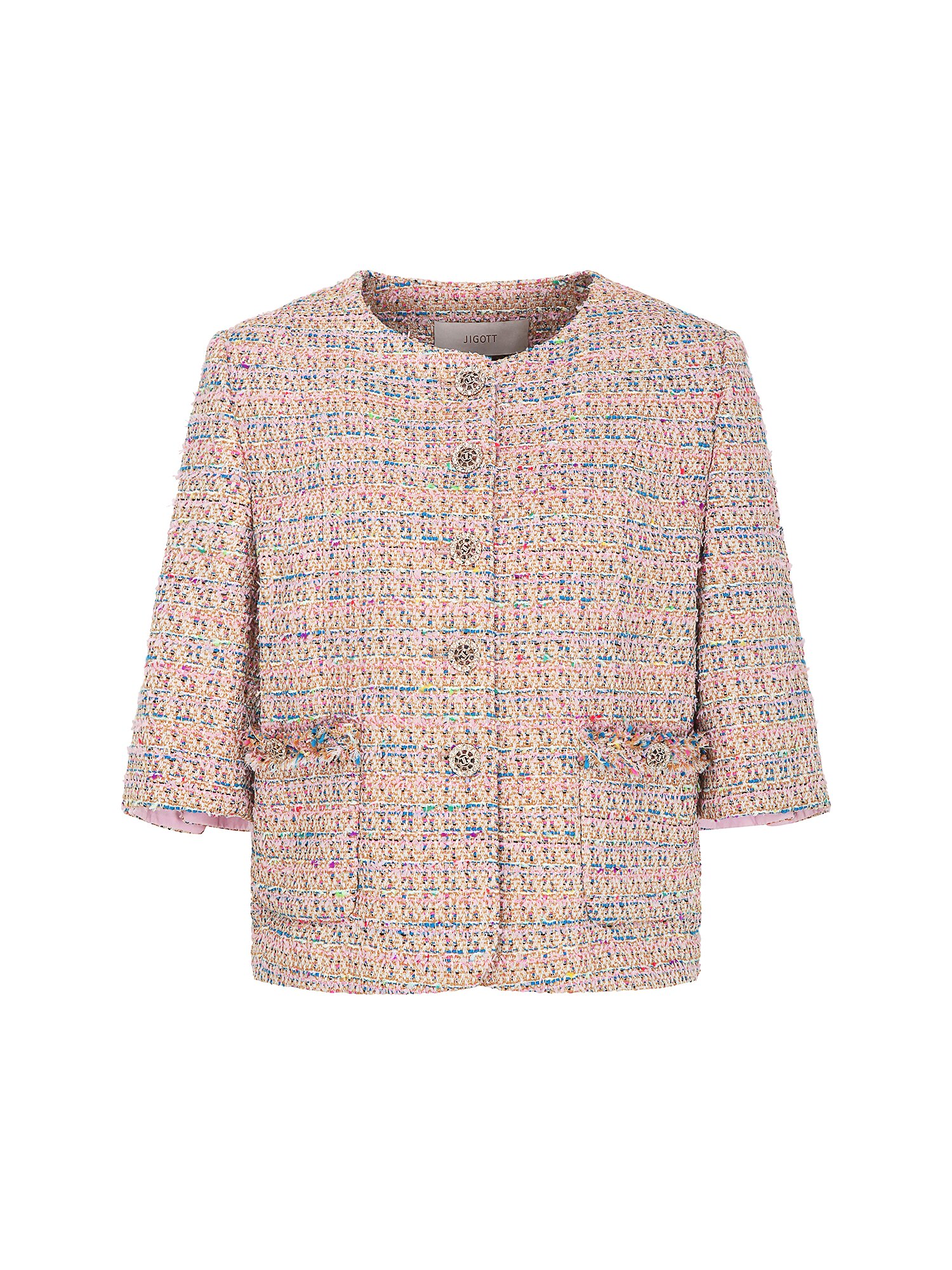 트위드 쥬얼 버튼 크롭 재킷 (MULTi COLOR)