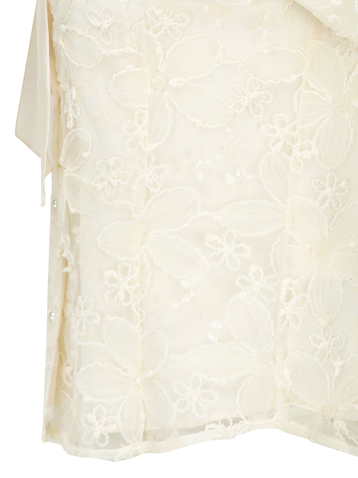 플라워 레이스 리본 타이 블라우스 (CREAM)