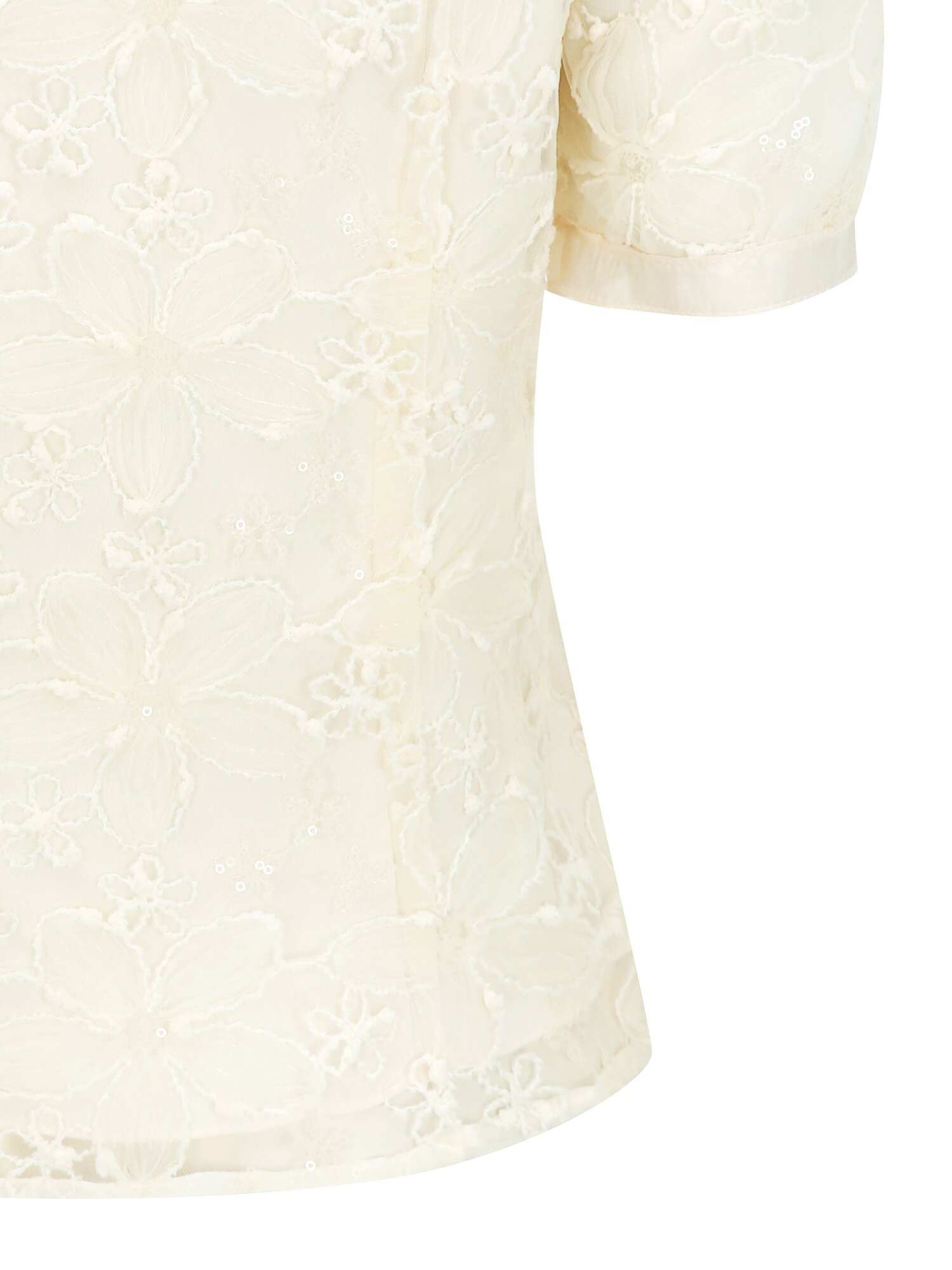 플라워 레이스 리본 타이 블라우스 (CREAM)