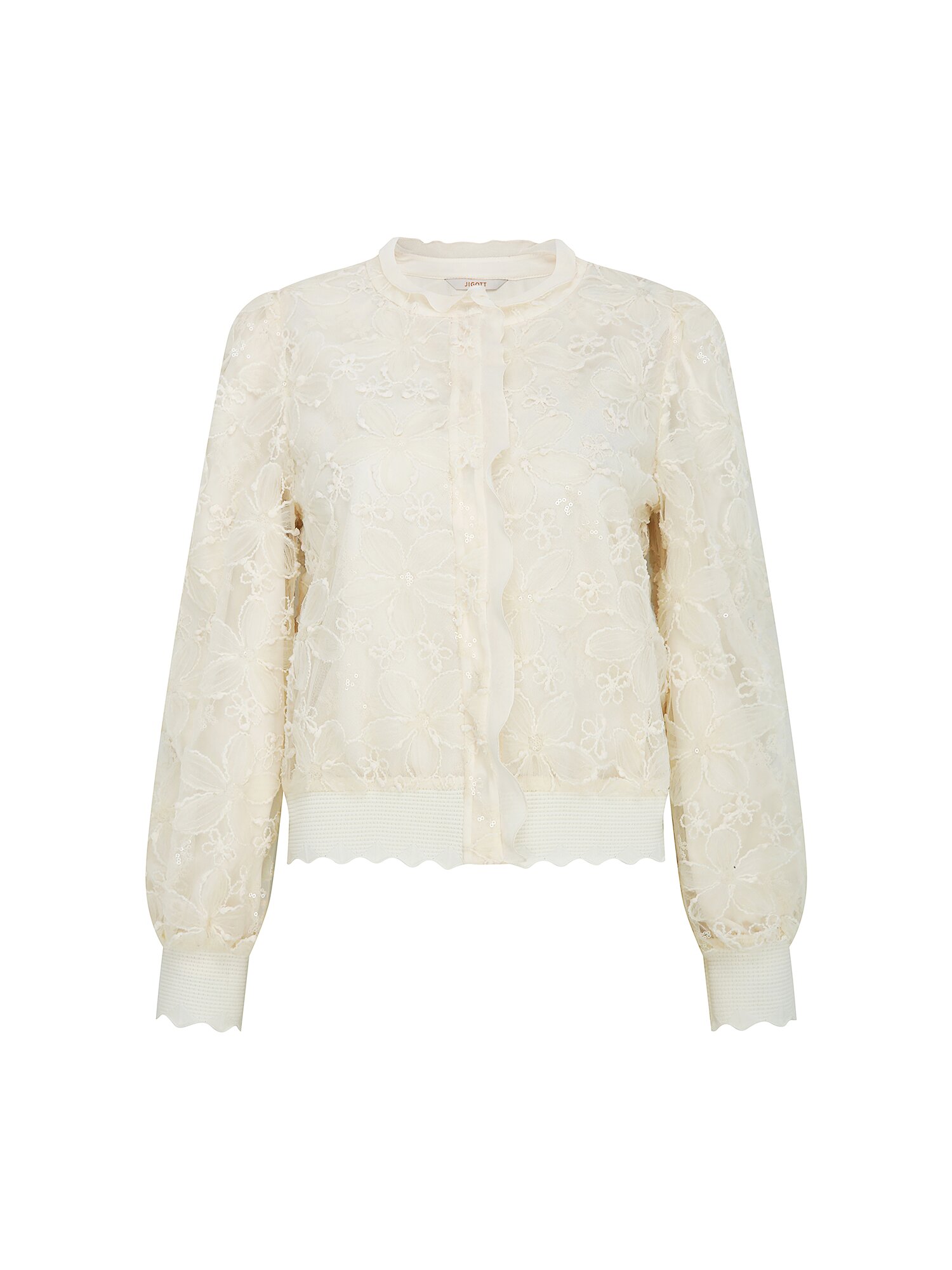 플라워 레이스 프릴넥 재킷 (CREAM)