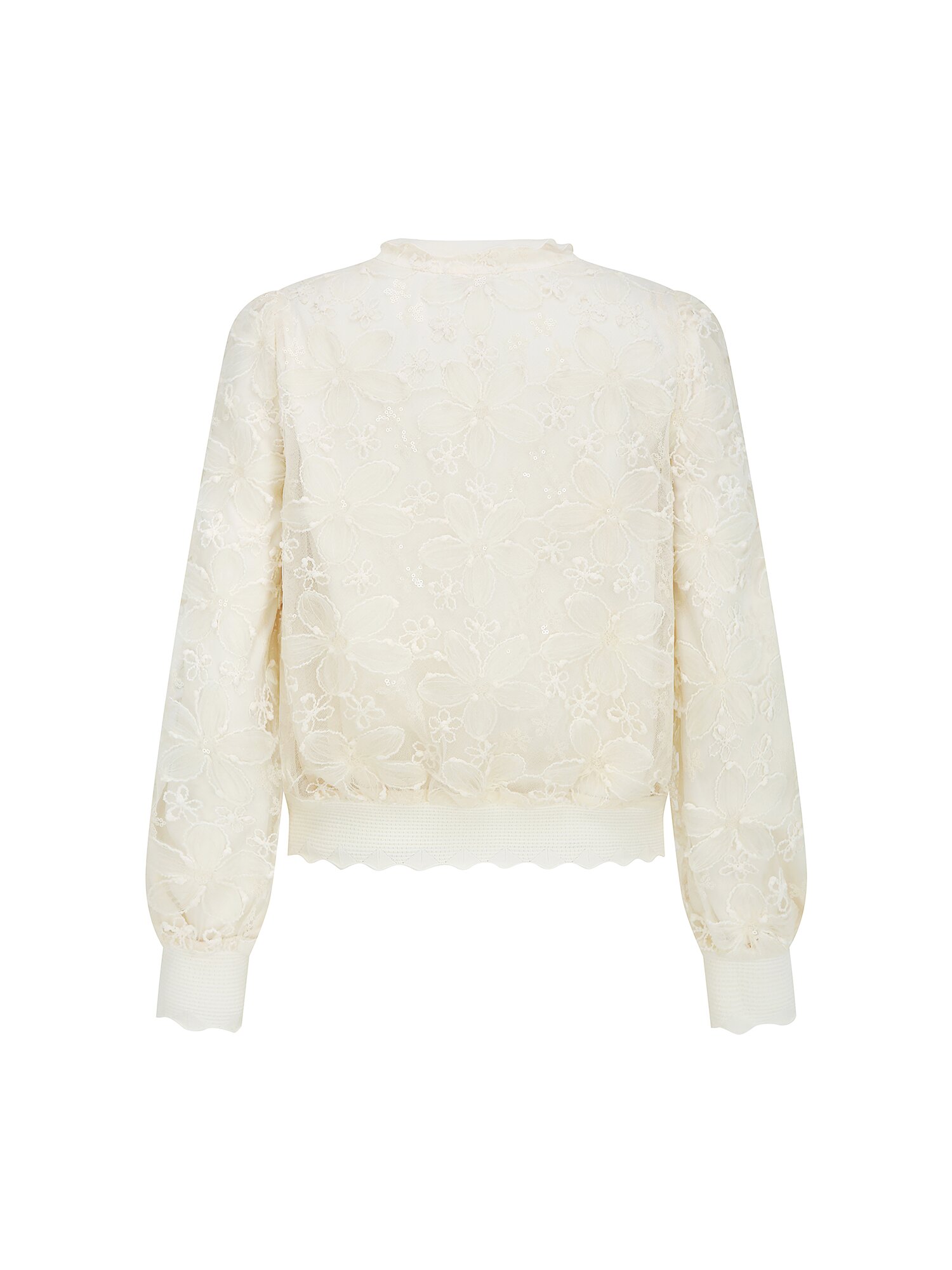 플라워 레이스 프릴넥 재킷 (CREAM)