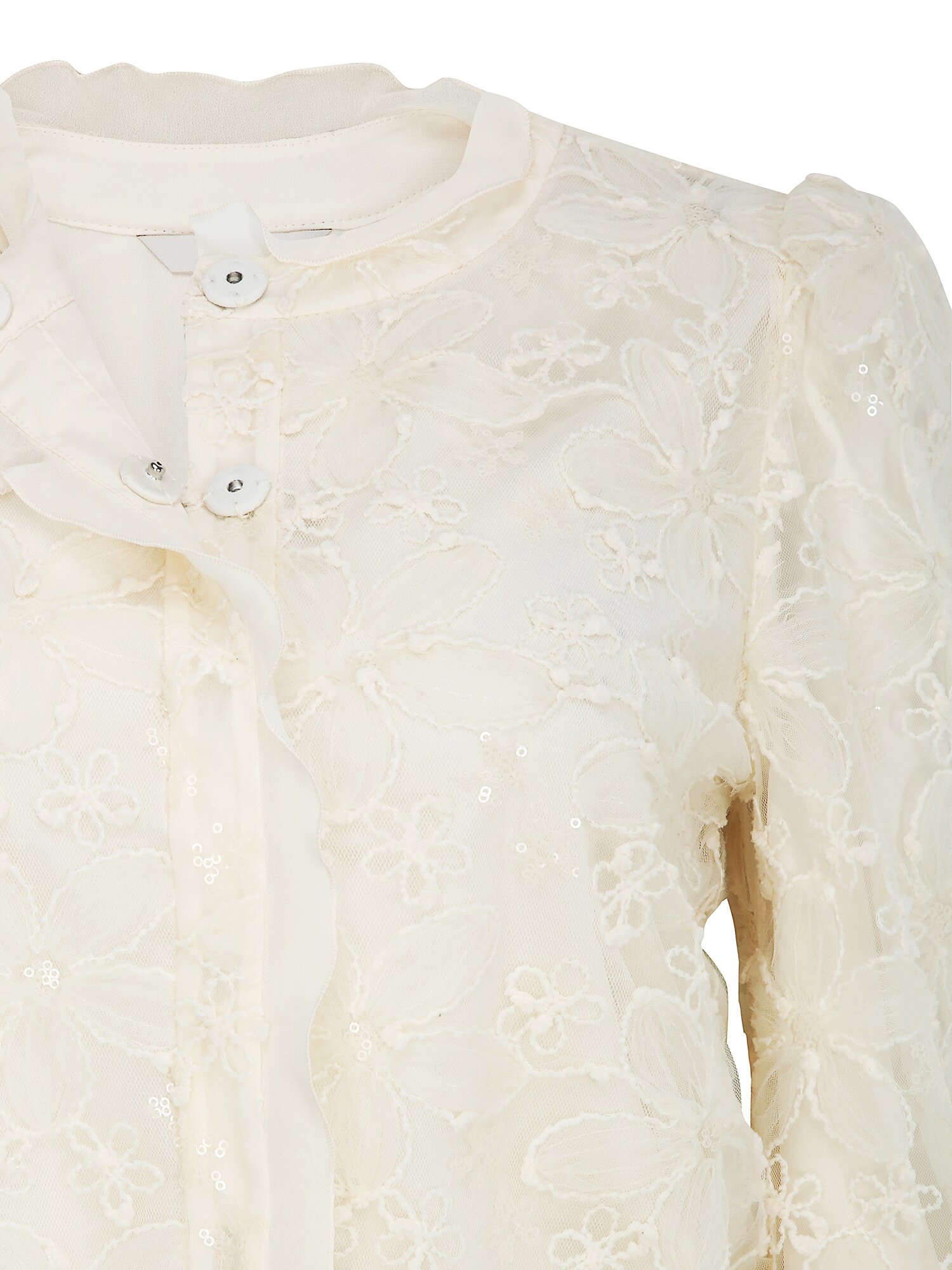 플라워 레이스 프릴넥 재킷 (CREAM)