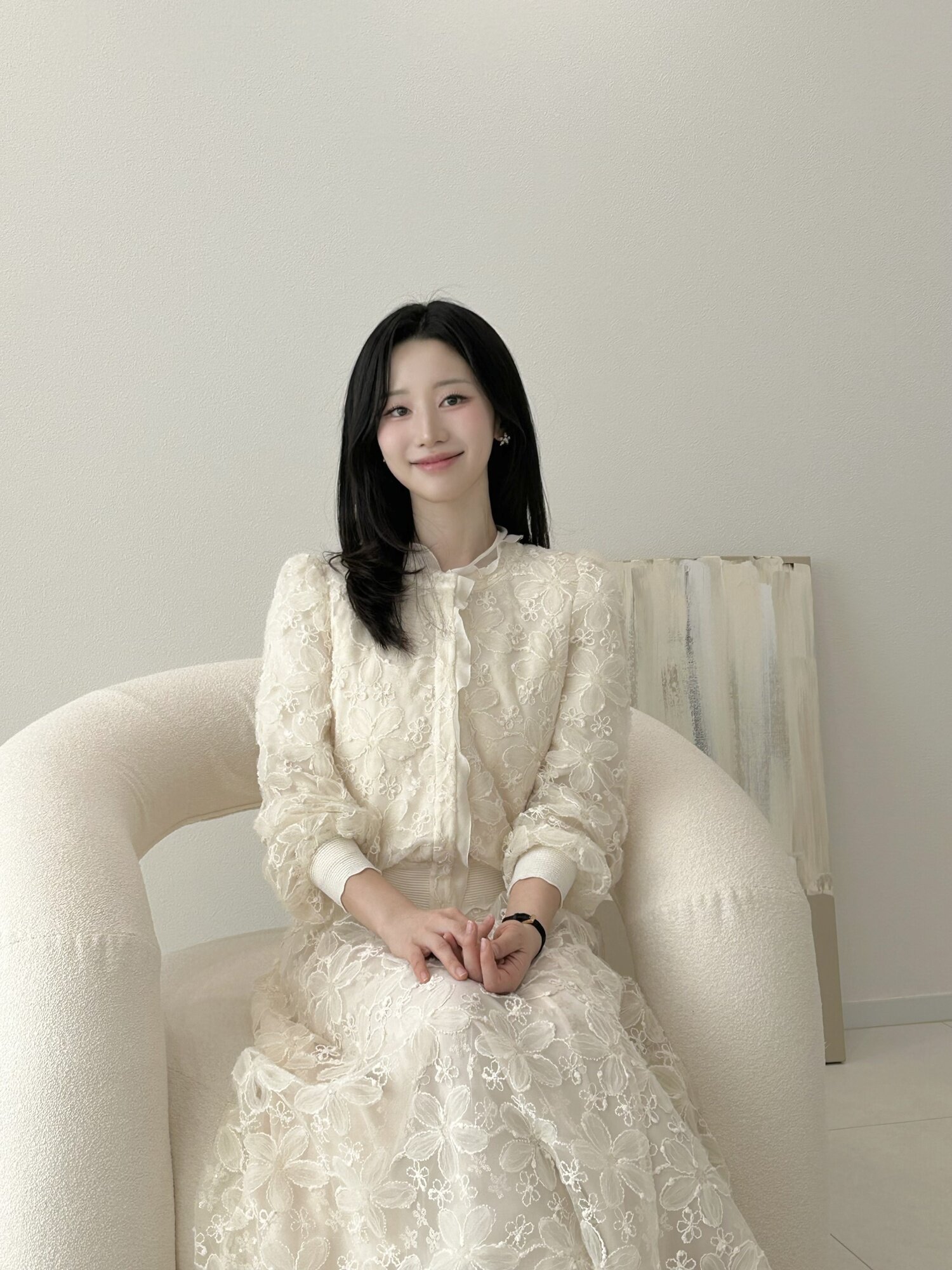 플라워 레이스 프릴넥 재킷 (CREAM)