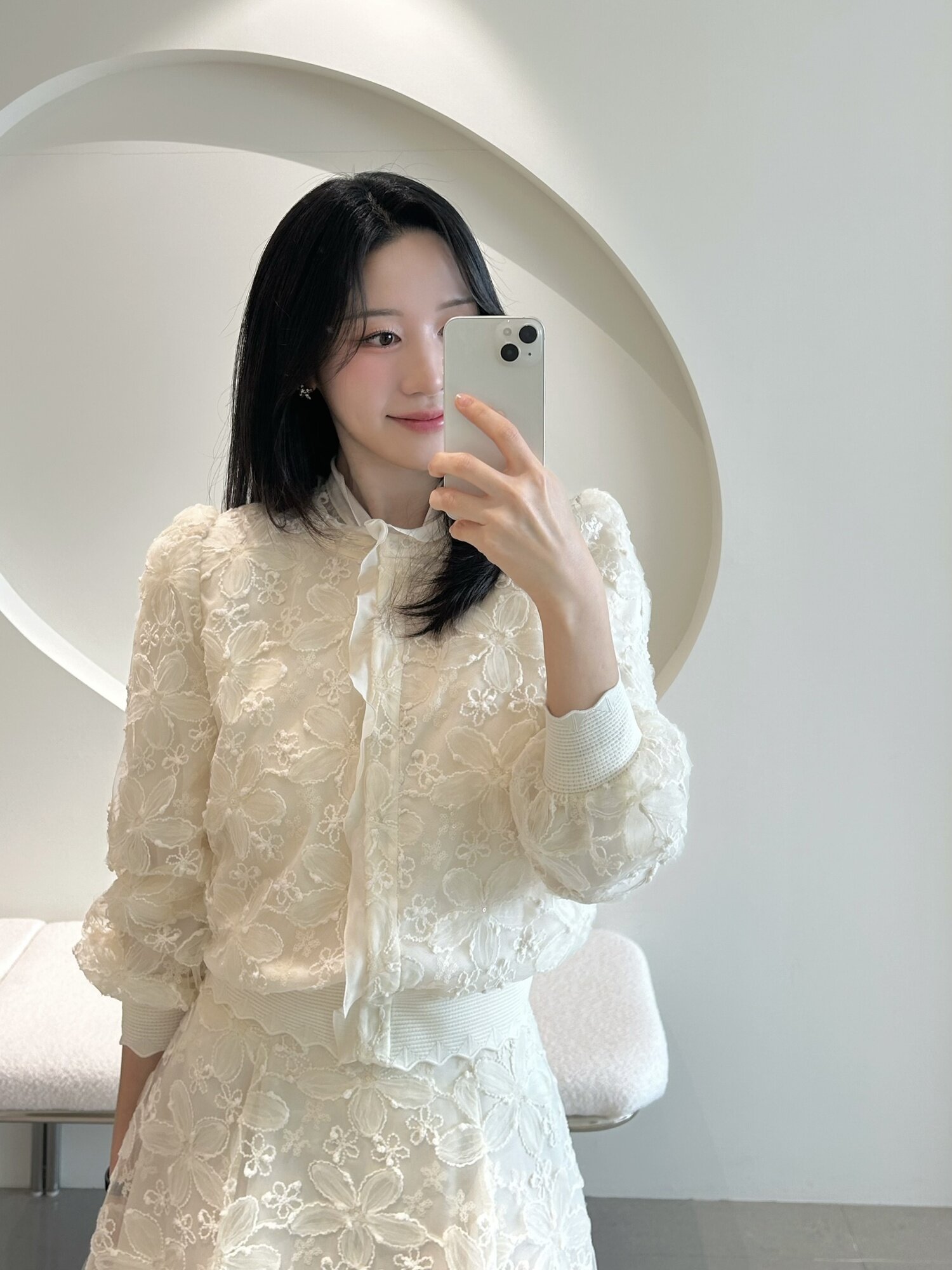 플라워 레이스 프릴넥 재킷 (CREAM)