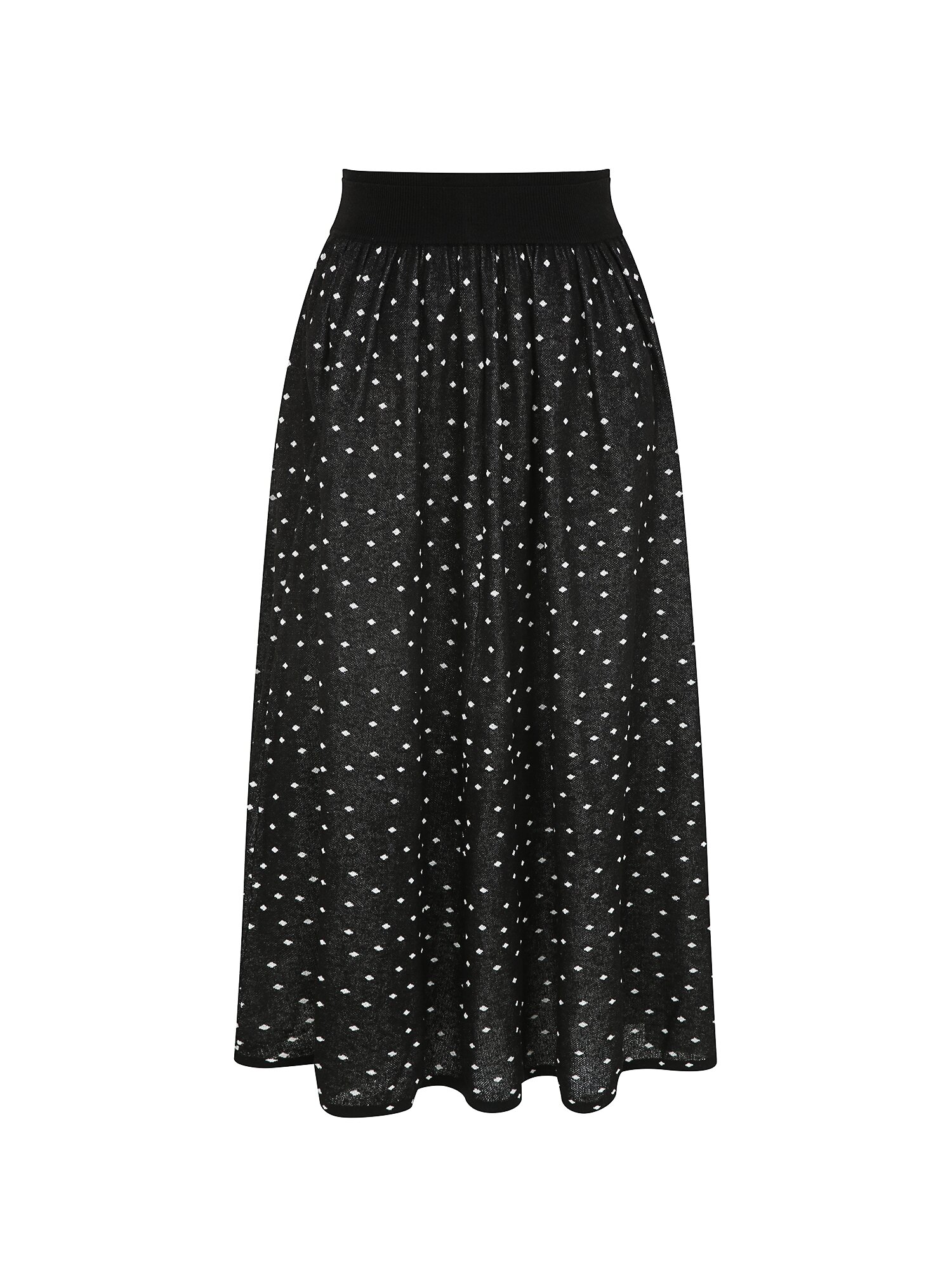 린넨 도트 밴딩 니트 스커트 (BLACK)
