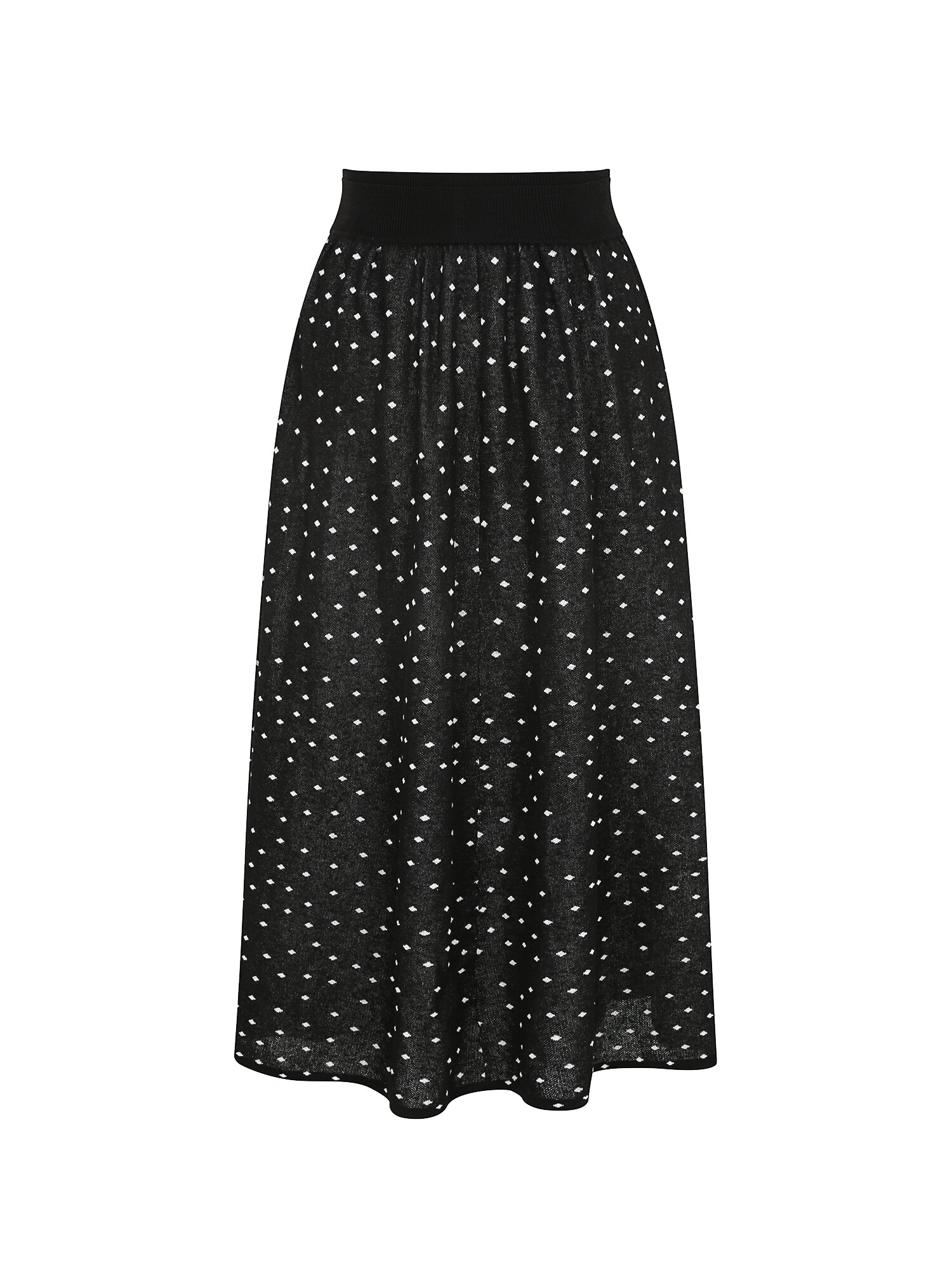 린넨 도트 밴딩 니트 스커트 (BLACK)