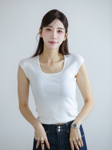 울 슬리브리스 스퀘어넥 니트 