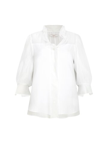 오간자 퍼프 프릴넥 블라우스 