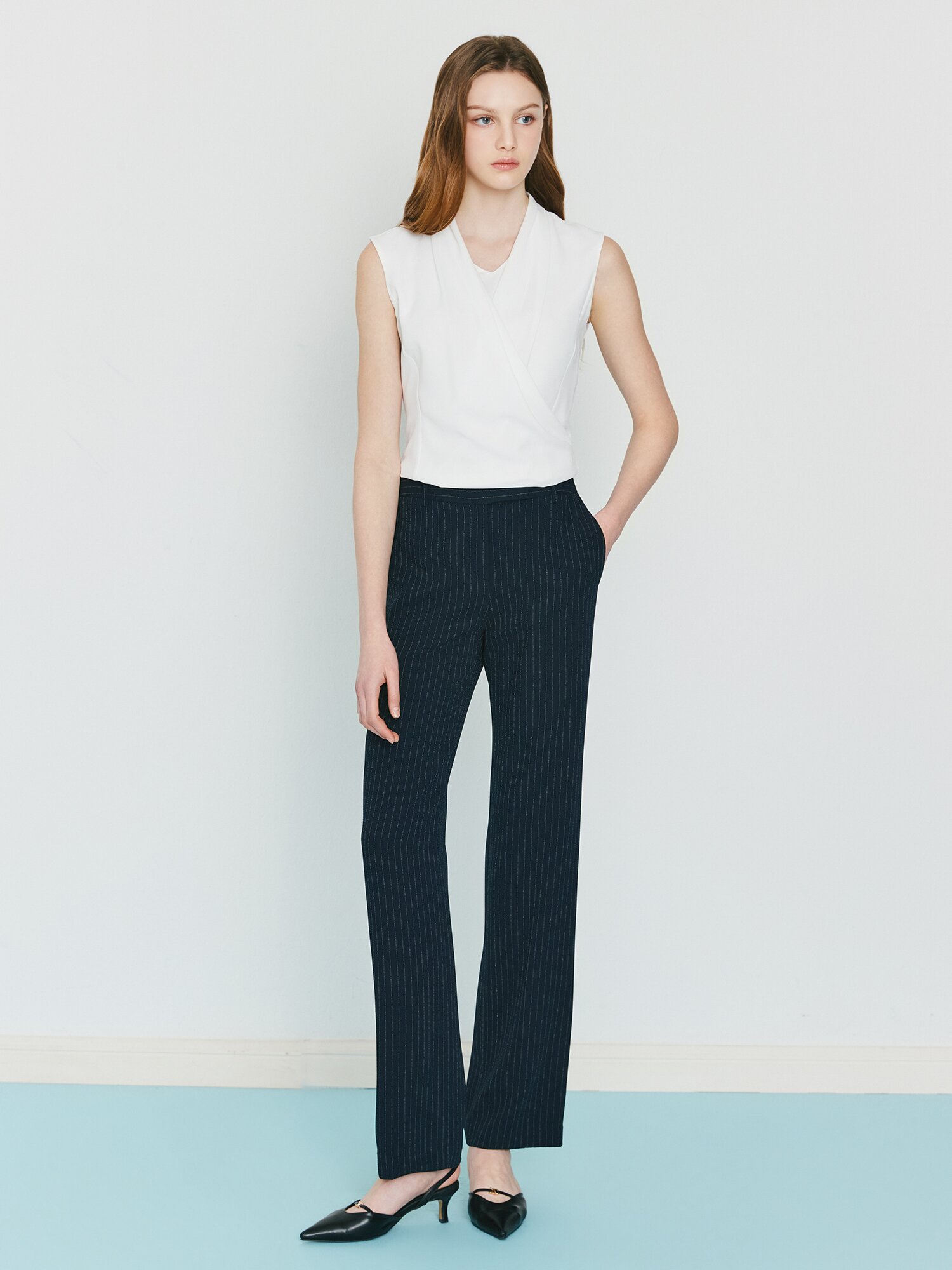 스트라이프 슬림 일자핏 팬츠 (STRIPE NAVY)