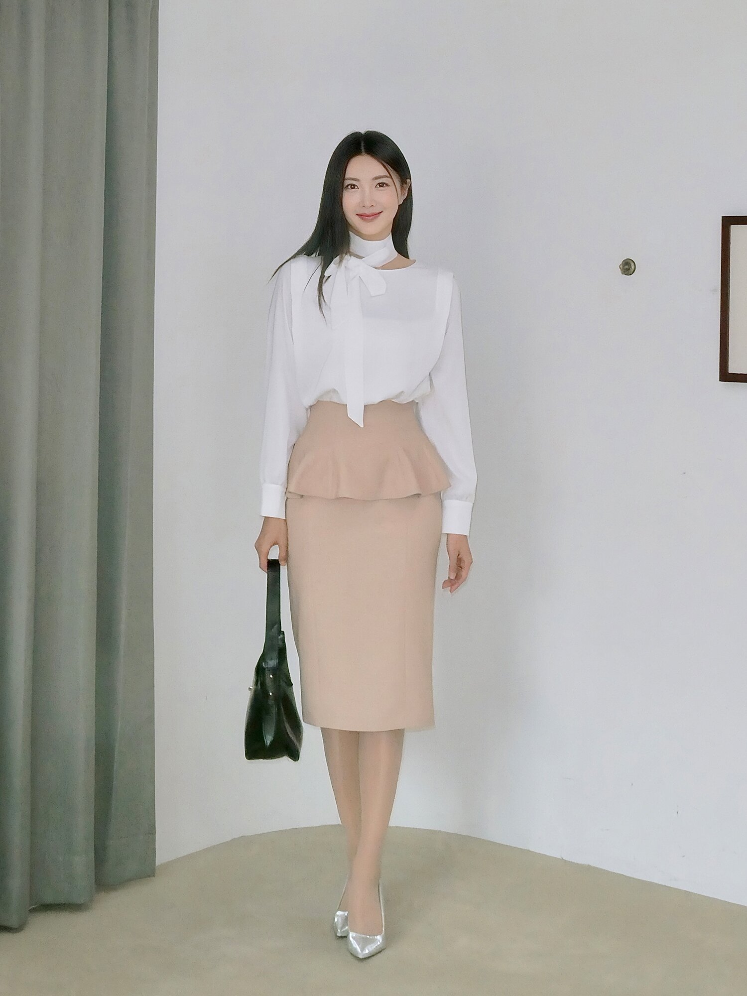 펜슬 스커트 +레이어드 세트 (BEIGE)