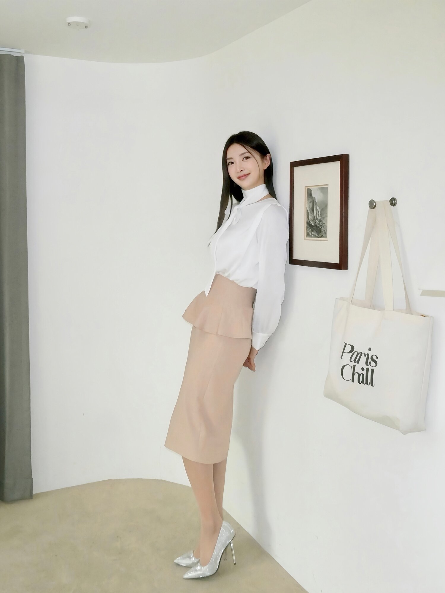 펜슬 스커트 +레이어드 세트 (BEIGE)