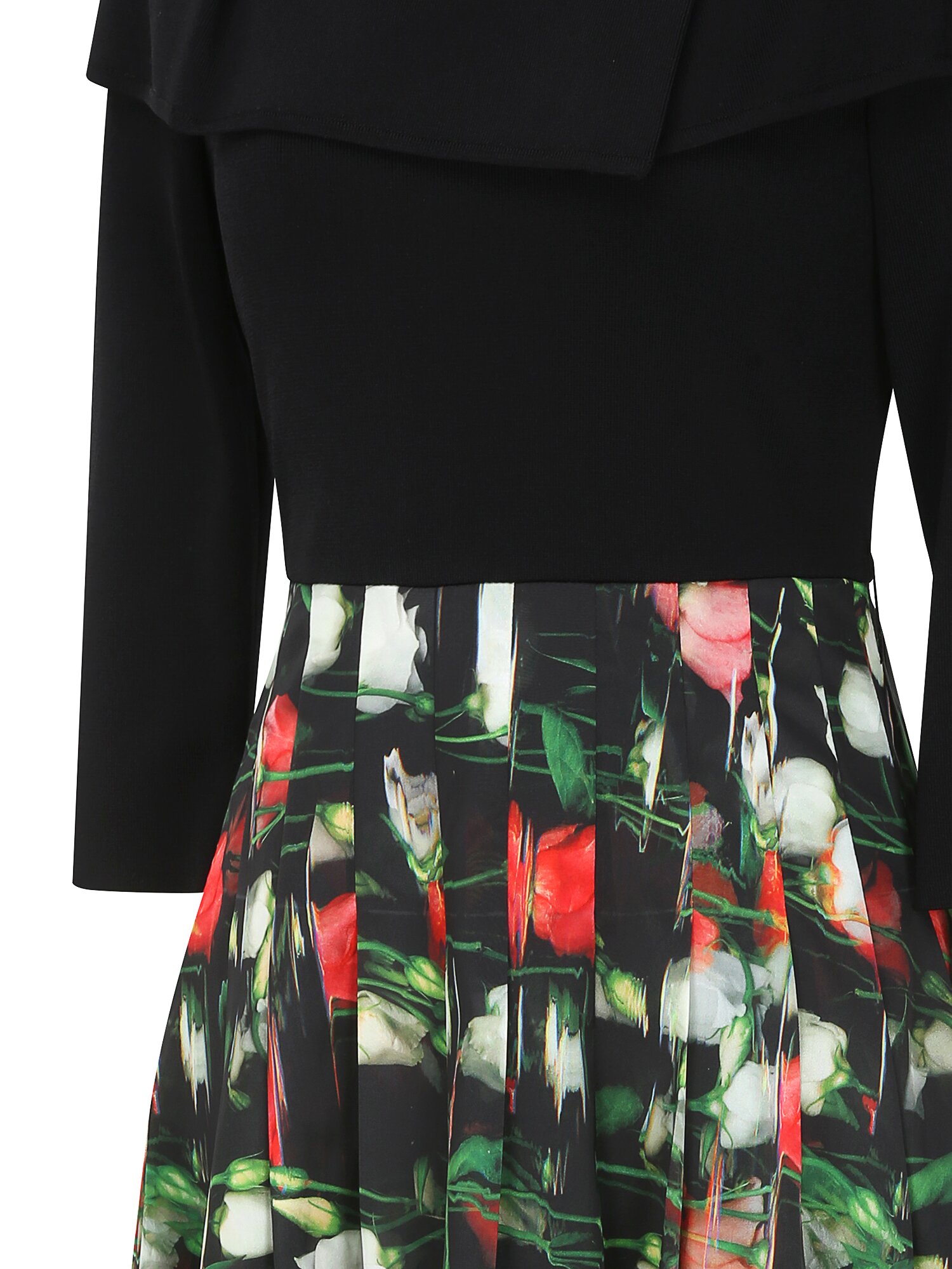 배색 케이프 칼라 니트 원피스 (PRINT BLACK)