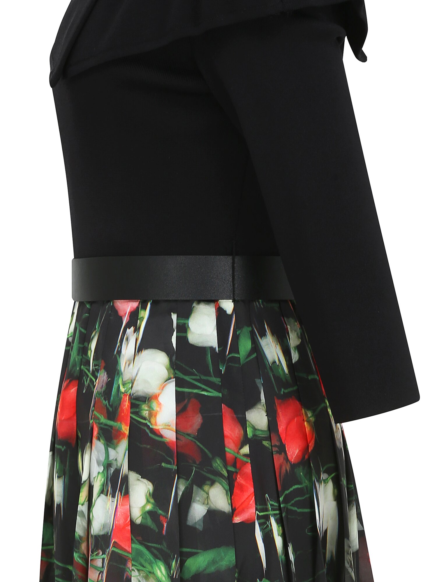 배색 케이프 칼라 니트 원피스 (PRINT BLACK)