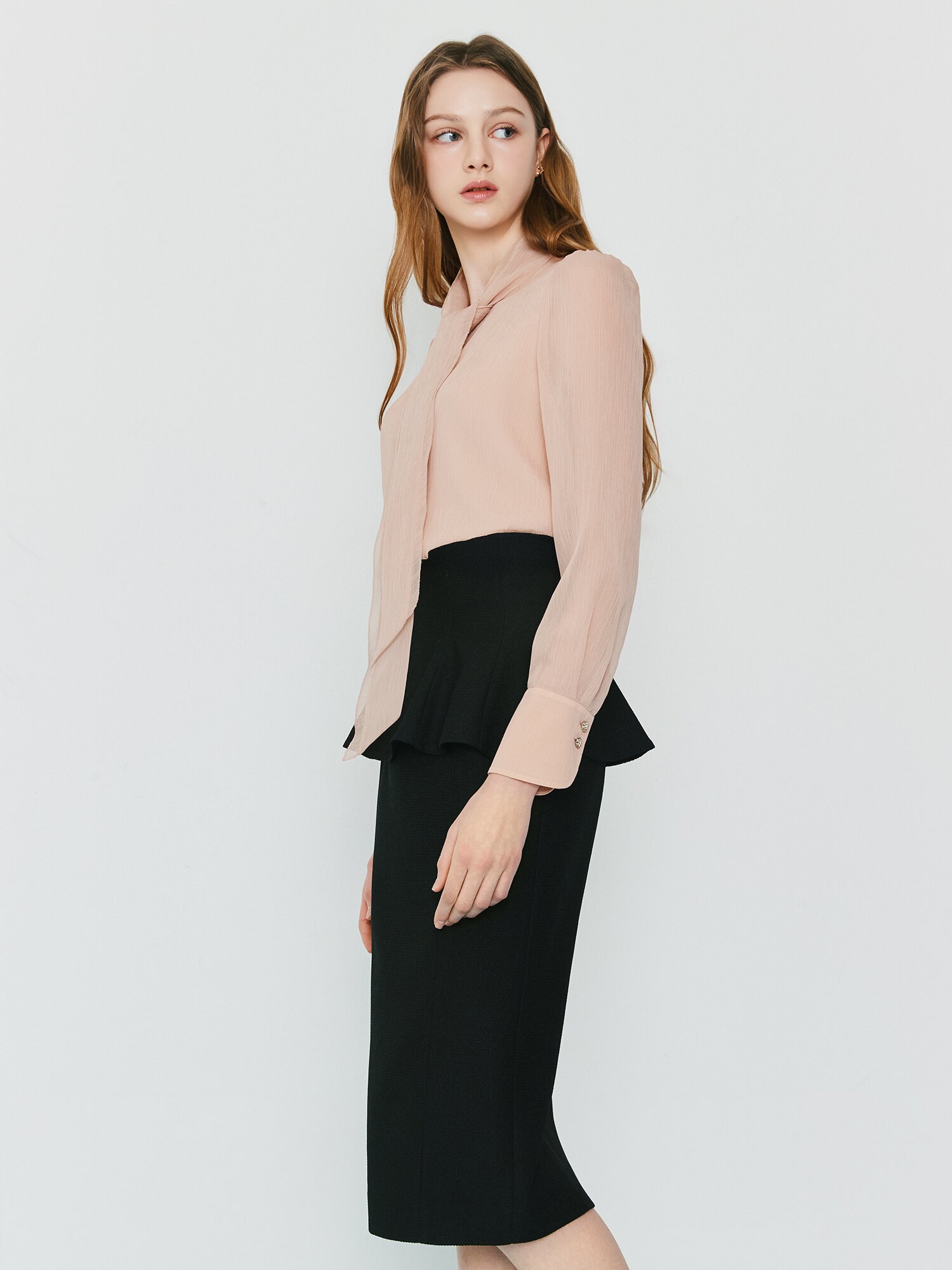 펜슬 스커트 +레이어드 세트 (BLACK)